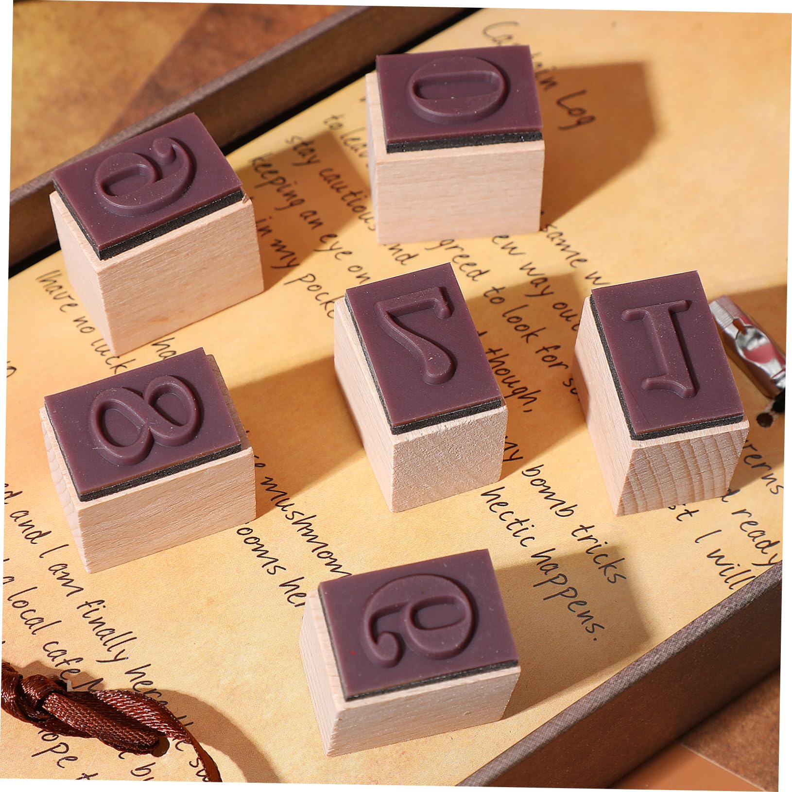 Operitacx 4juegos Sellos De Goma De Madera Para Manualidades Estampado De Números Árabes Para Tarjetas Álbumes y Decoración Personalizada