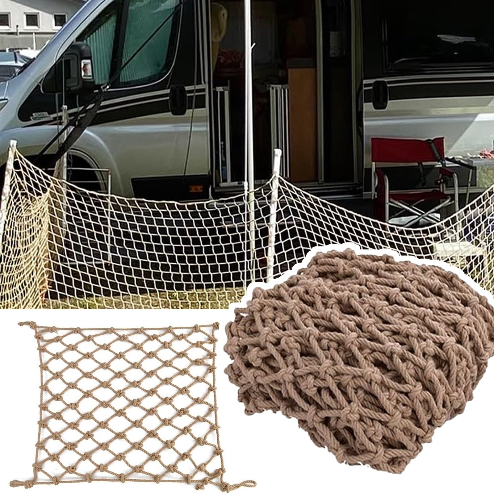 Lwjsocp Brown 16X20ft Playground Rope Net For Kids, Climbing Cargo Hammock, Treehouse Decor, Stairs Railings Netting – 1Cm Rope, Ideal For Outdoor Play And Safety
