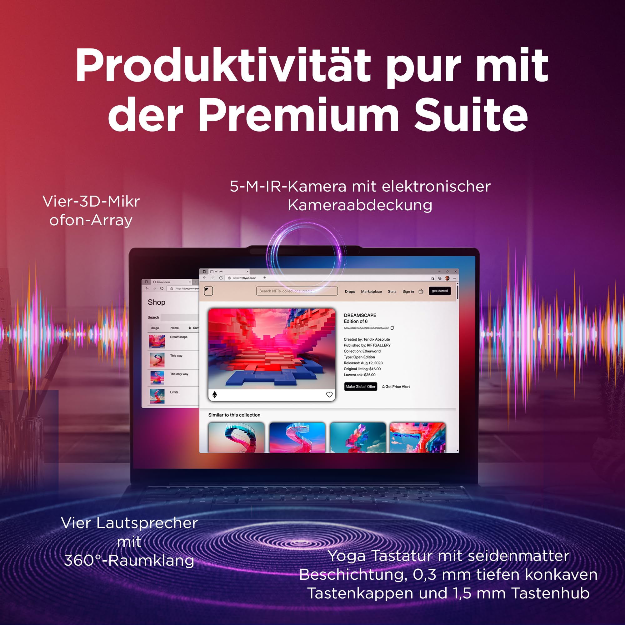 Lenovo Yoga Slim 7i Aura Edition Laptop | 14" WUXGA OLED | Intel Core Ultra 7 256V | 16GB RAM | 512GB SSD | Intel Arc Grafik | Windows 11 | QWERTZ | Seashell | 3 Jahre Garantie Exklusiv bei Amazon