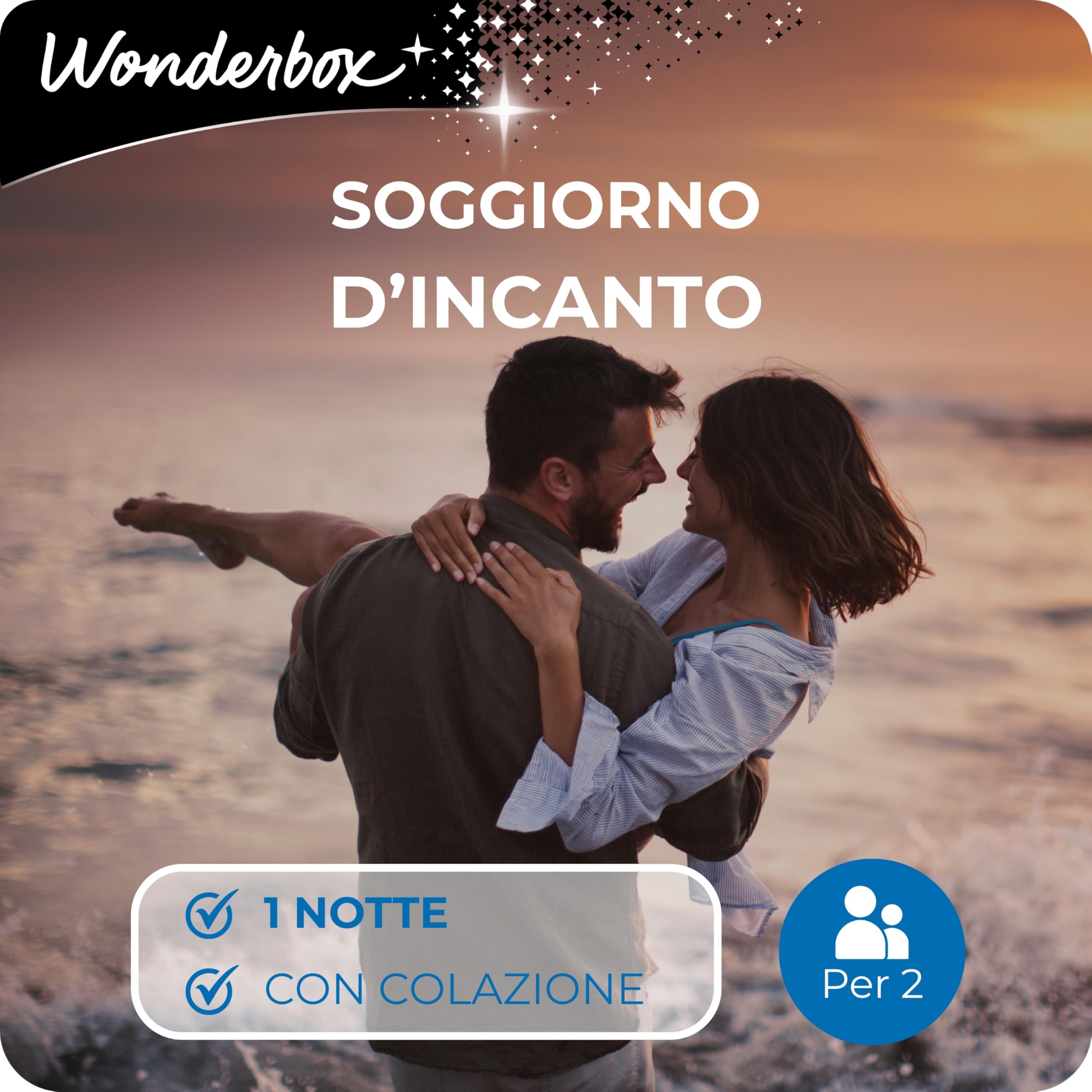 Wonderbox - Cofanetto Regalo - Soggiorno d'incanto - per 2 o in Famiglia | 1 notte + colazione per due in strutture premium o in famiglia - Più di 1500 soggiorni - Hotel 4* e 3*, agriturismi, tenute