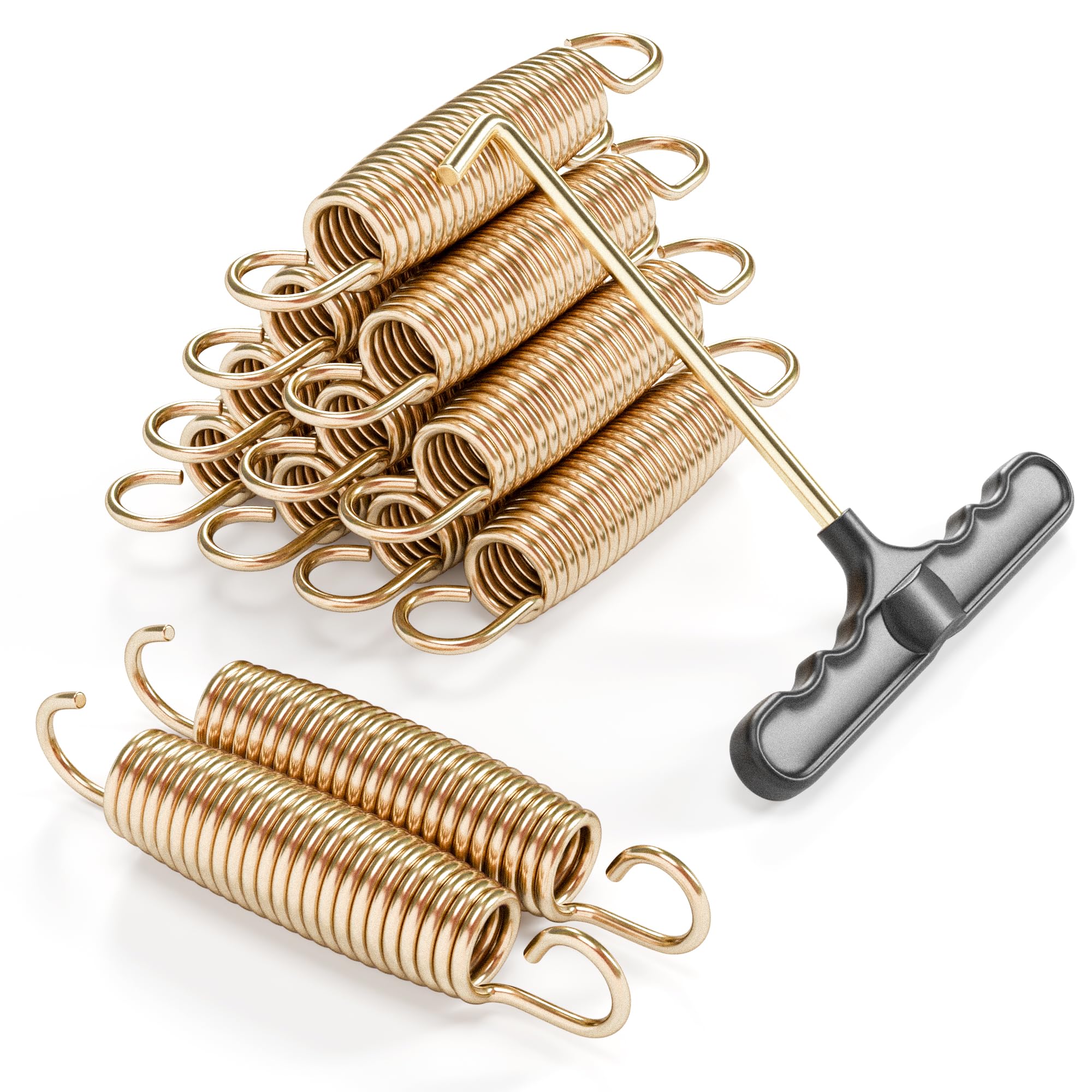 YONSIN 5 Inch Trampoline Springs Heavy Duty with Swivel & Straight Hooks, Stainless Steel Trampoline Accessories Ideal Spring Replacement, Includes T-Hook Tool, Pack of 48 — image 1