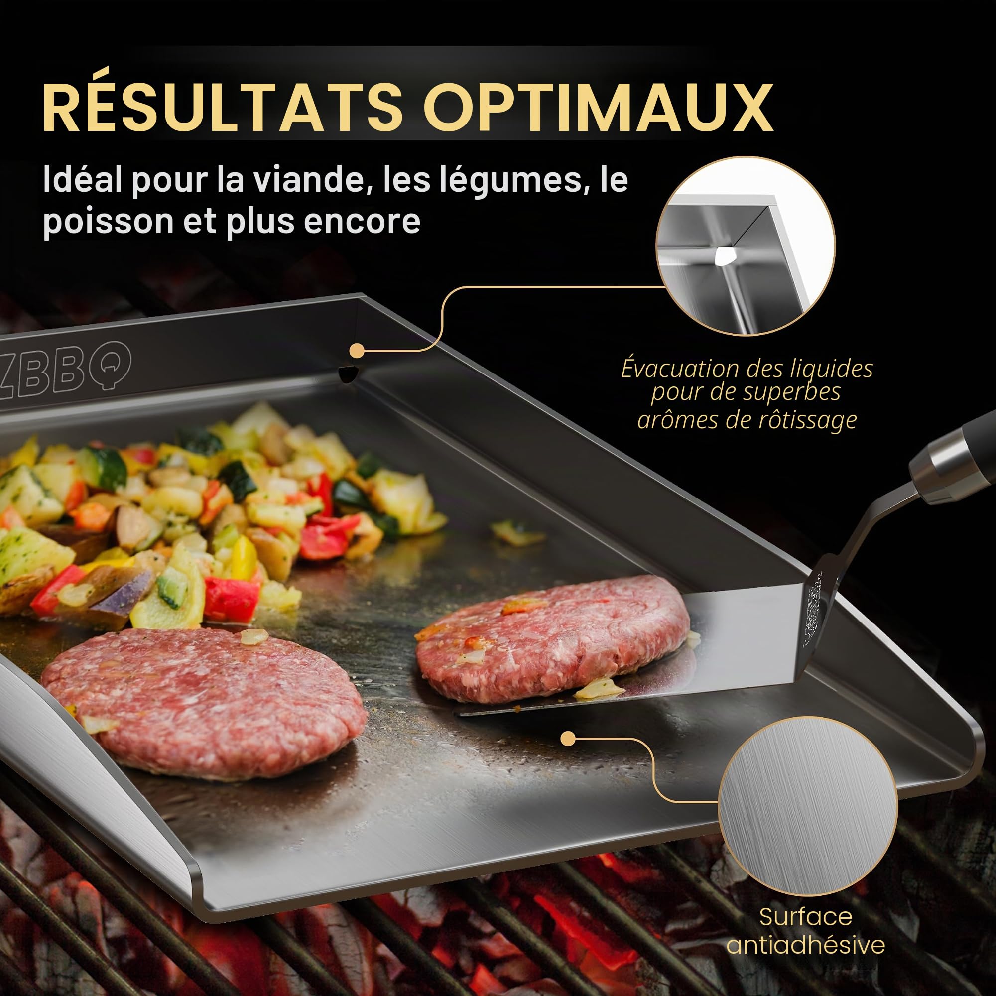 AMZBBQ® Lot de plancha de qualité supérieure - Pour barbecue à gaz Weber Spirit / Broil King Baron et Crown - Environ 5 mm - 20 % plus résistant que les planchas traditionnelles - Plaque de cuisson