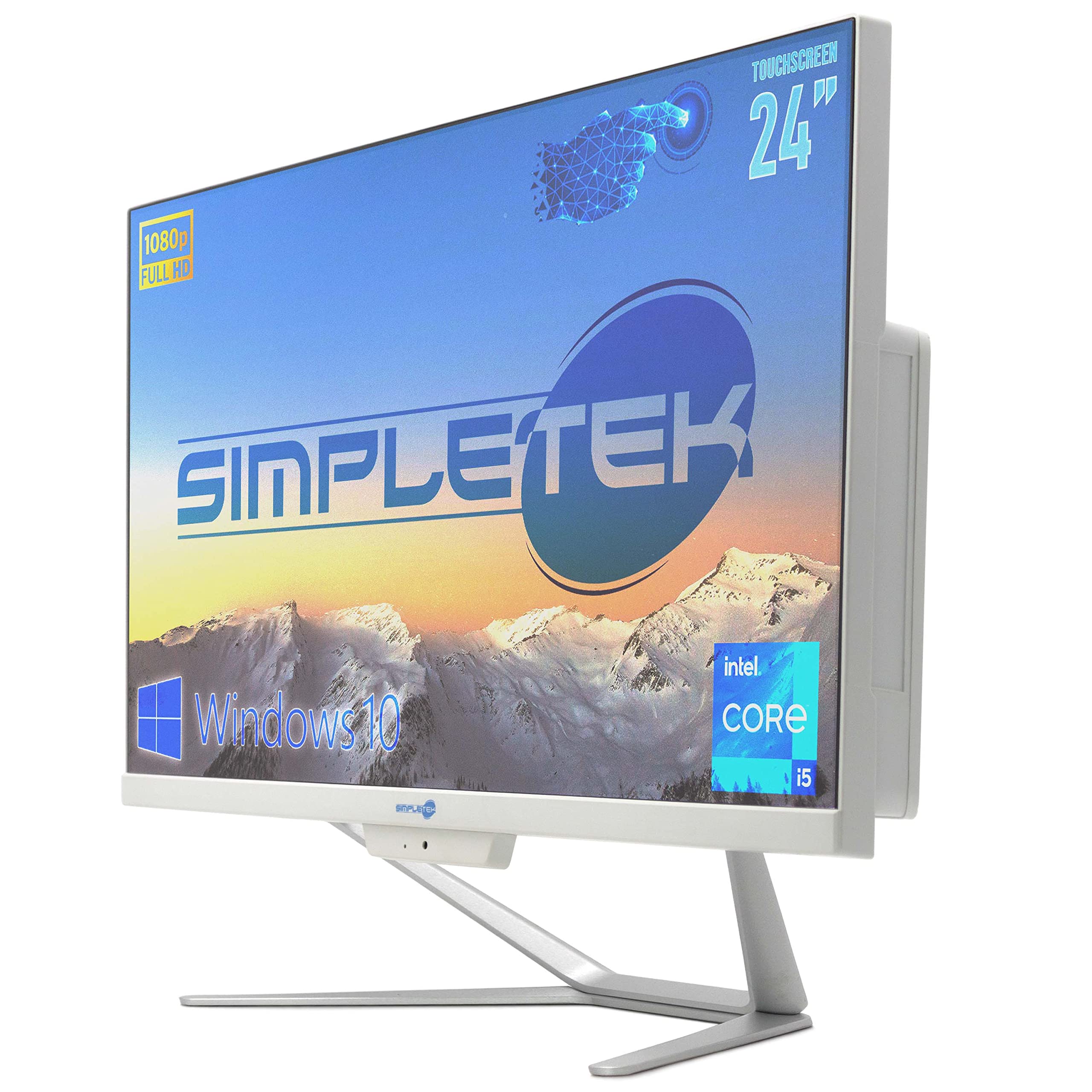 SIMPLETEK PC All in One 24” TouchScreen Full HD Core i5 Fino a 3.20GHz | Windows 10 Pro 16GB RAM SSD 960GB | Webcam integrata WiFi5 Bluetooth Desktop Computer Fisso Aio