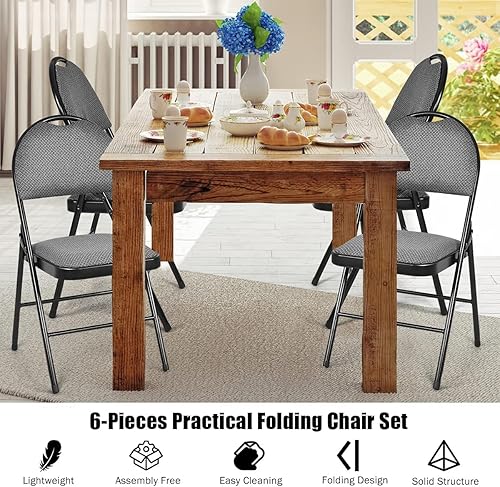 Miniatura 6 de LDAILY Moccha - Paquete de 2 sillas plegables, sillas plegables resistentes con orificio para asa y marco de acero, sillas plegables portátiles