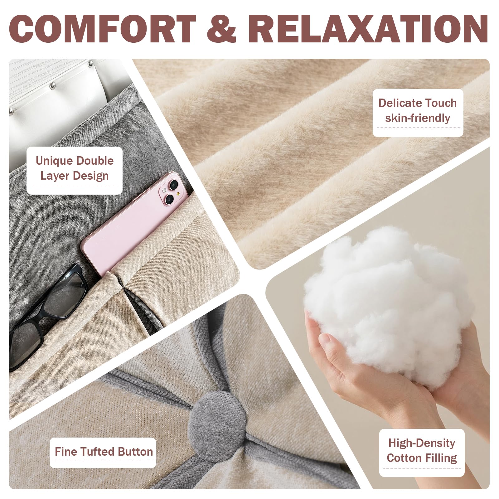 Almohada para cabecero de cama, cojín de lectura, cojín para respaldo de cama, cojín lumbar de apoyo, cojín suave para sofá cama (200 x 56 x 32 cm)