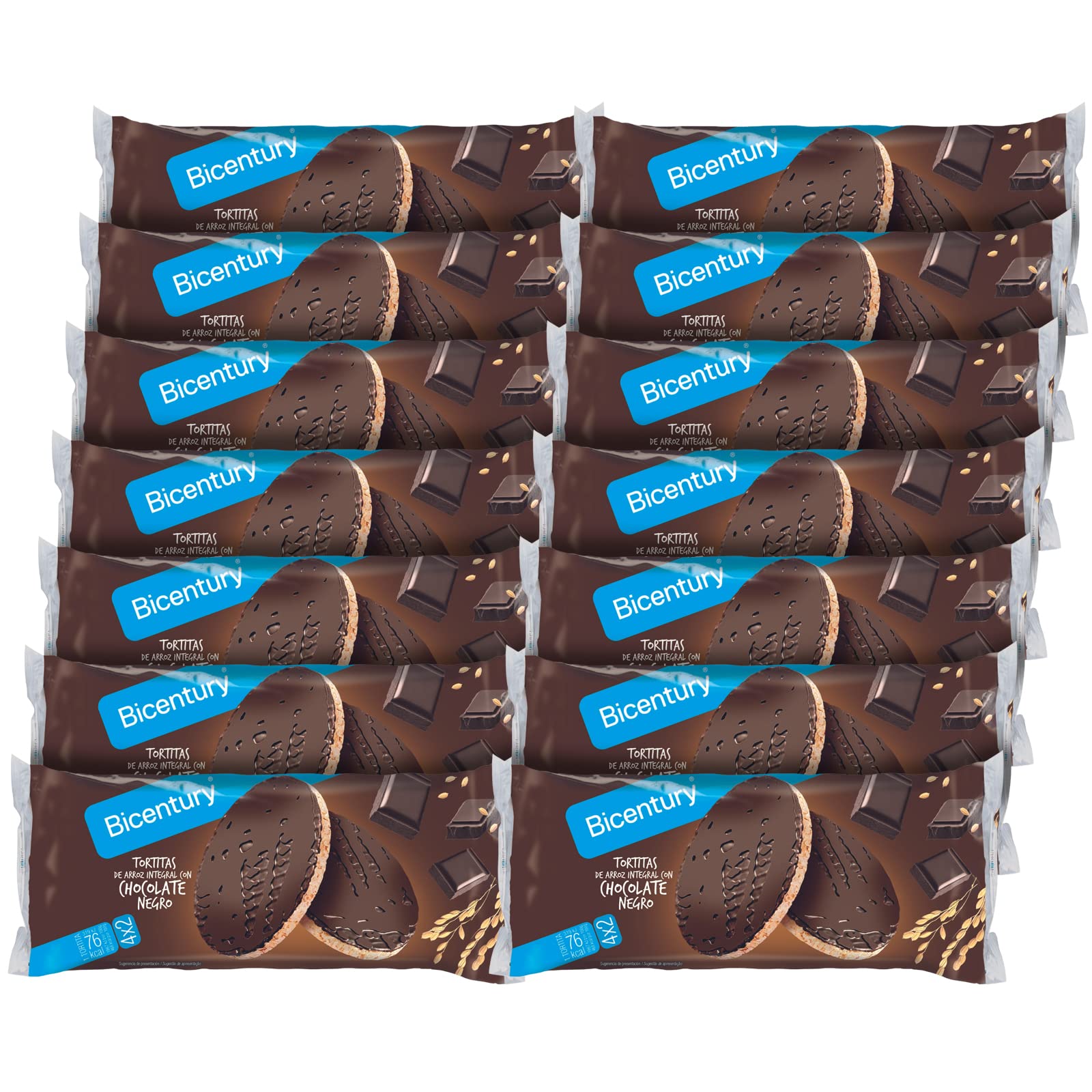Tortita de arroz integral con chocolate negro Bicentury 14 unidades