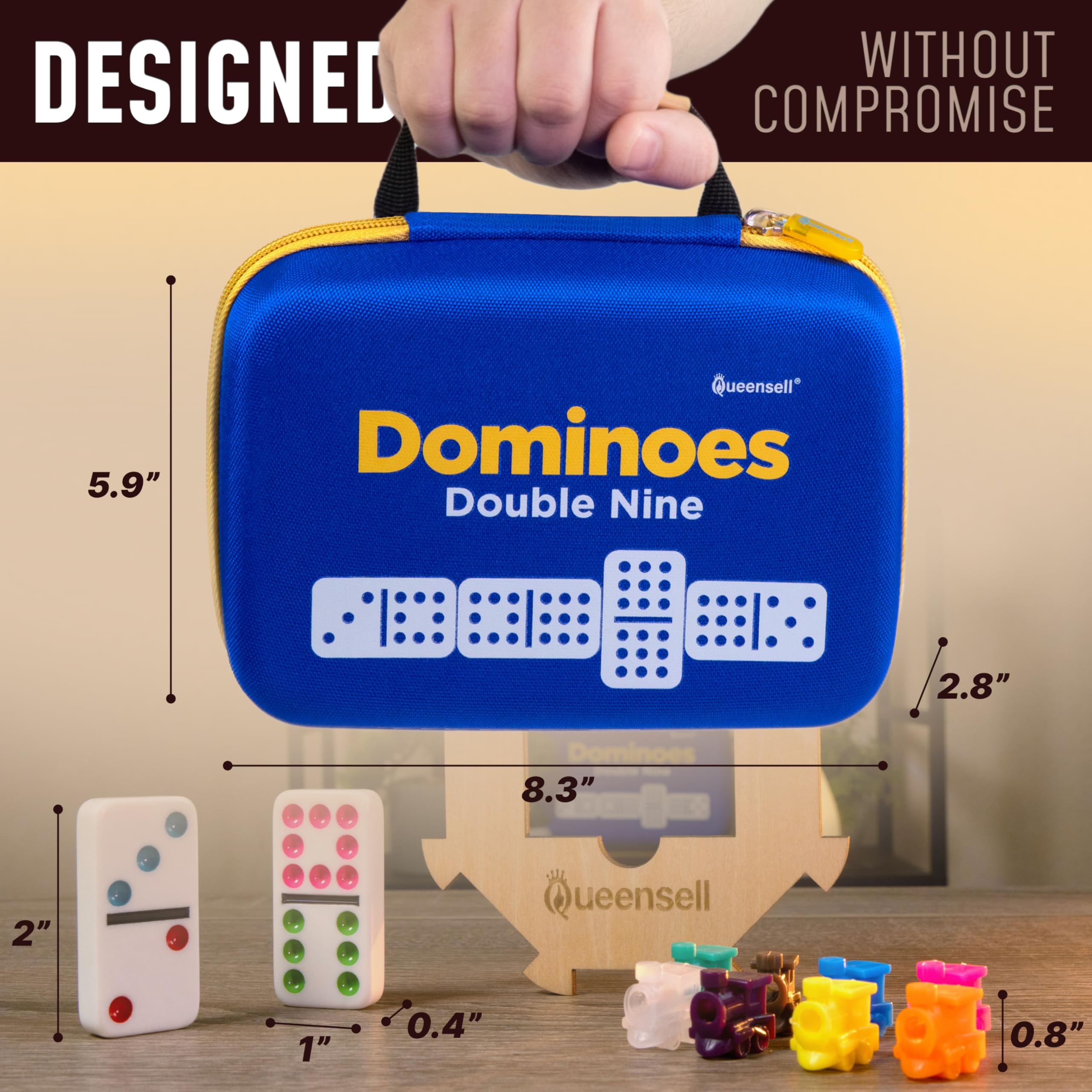 Queensell Double 9 Dominos Set for Adults and Kids with Colored Dots, Classic Dominoes Game Set including 55 Tiles - Image 3