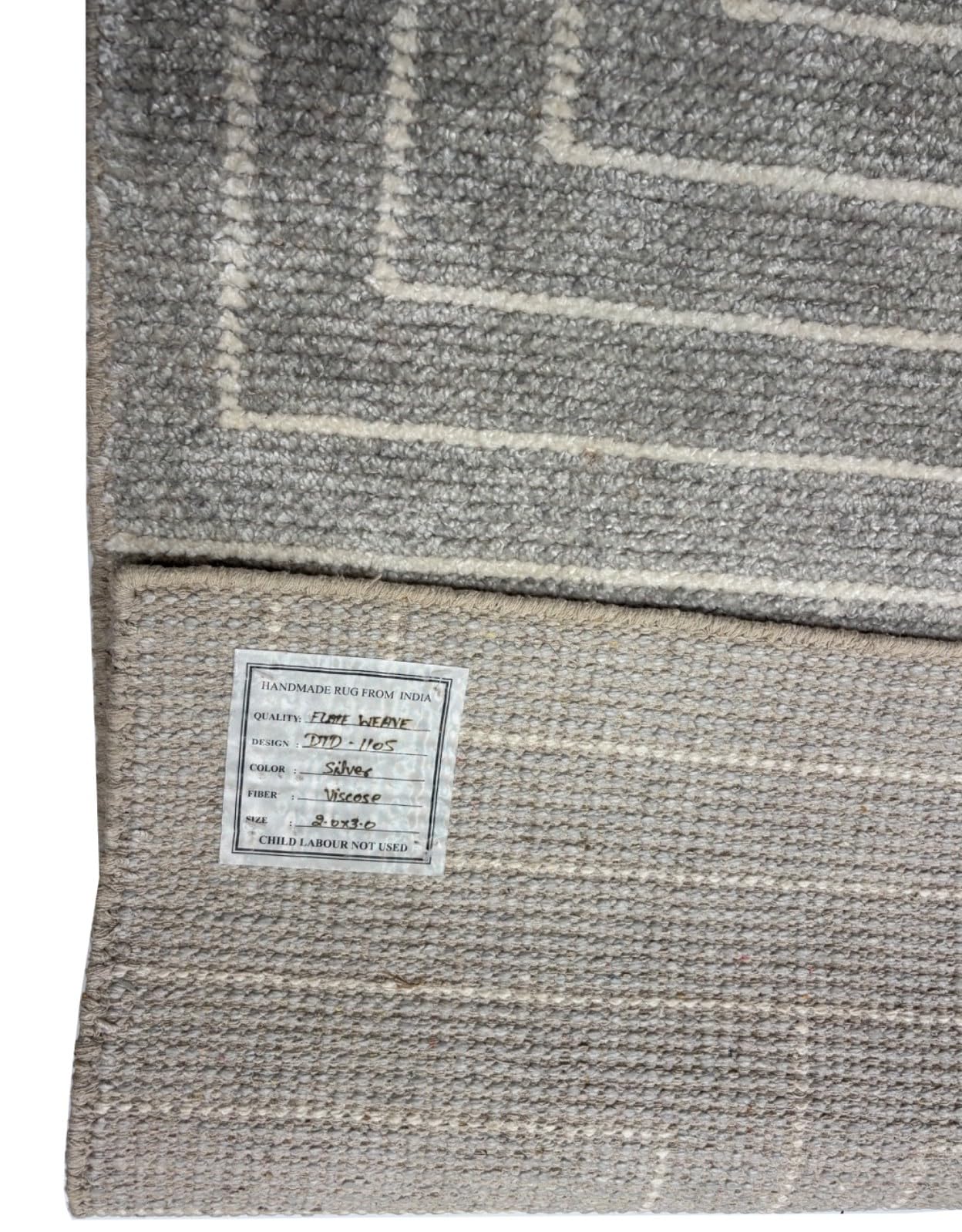 Tappeto annodato a mano Viscosa Argento 60 x 90 cm D-1105