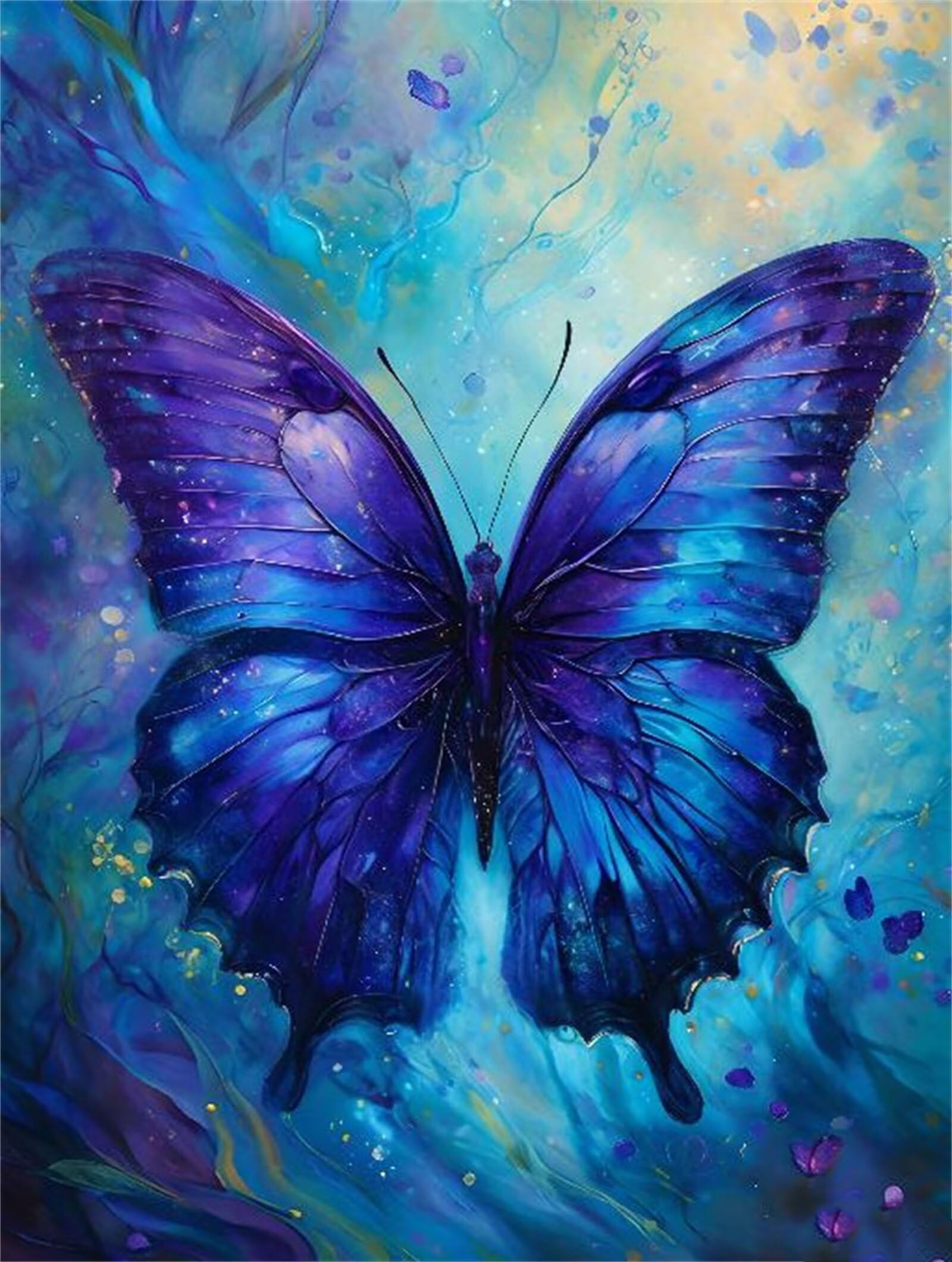 Painting by Number Kits for Adult Blue Butterfly Paint by Numbers for Children, Art Crafts Kits Gift, Acrylic Simple Paint by Number Canvas, Hobbies for Adults Women, Home Wall Decor 40x60in I-2782