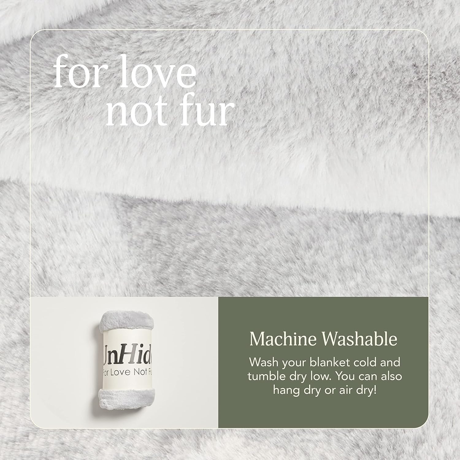UnHide Lil’ Marsh - Faux Fur Blanket - Durable, Lightweight, Extra Soft Blanket - Machine Washable - Add a Layer of Softness to Any Bed, Couch, or Reading Chair - Silver Fox, X-Small (34” x 44”)