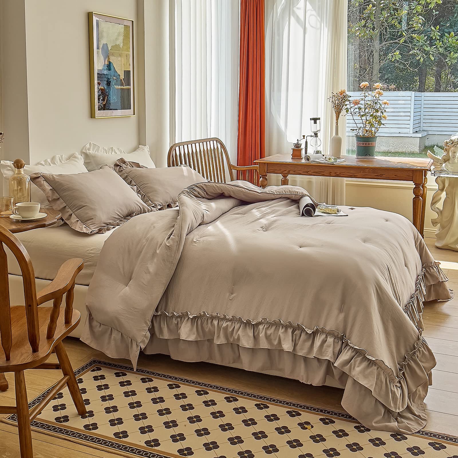 Amazon.com: AIKASY Taupe Comforters King Size Set, Vintage