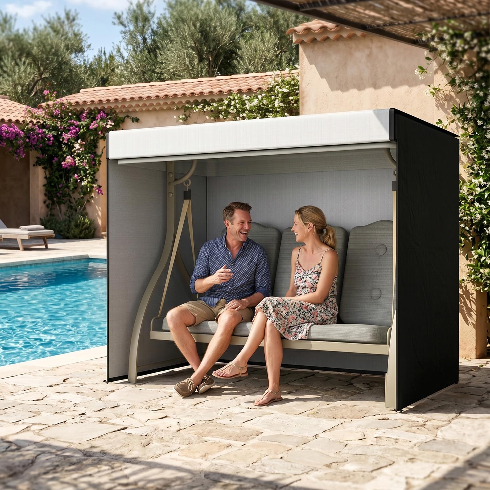 Housse de protection pour hamac 3 places (220 x 135 x 170 cm), imperméable, coupe-vent, résistante aux intempéries, durable et indéchirable.