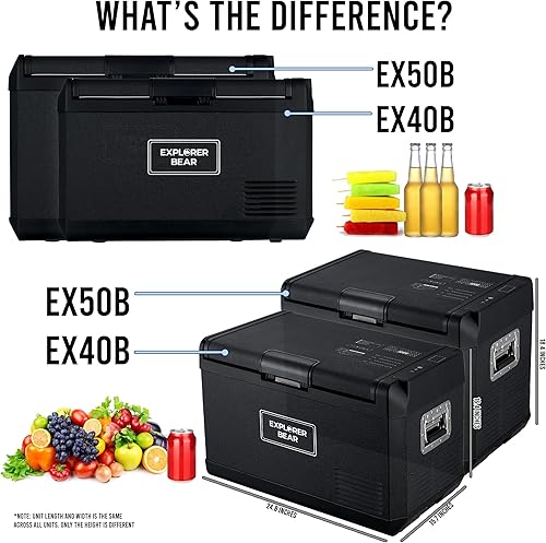 Miniatura 3 de Explorer Bear Refrigerador de 12 voltios 12 V refrigerador de coche 40L42.3 cuartos de galón 1224 V CC 110-240 V CA congelador portátil LG compresor