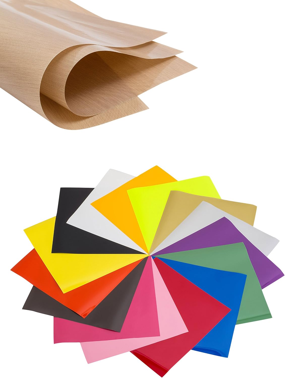 CreativeXP Heat Transfer Vinyl Iron On 15 HTV Sheets for Circuit and Silhouette, Bundle for T Shirts, Fabrics and Hats, Starter Kit EBook and Bonus 1 Teflon Sheet, 12'' L x 12'' W