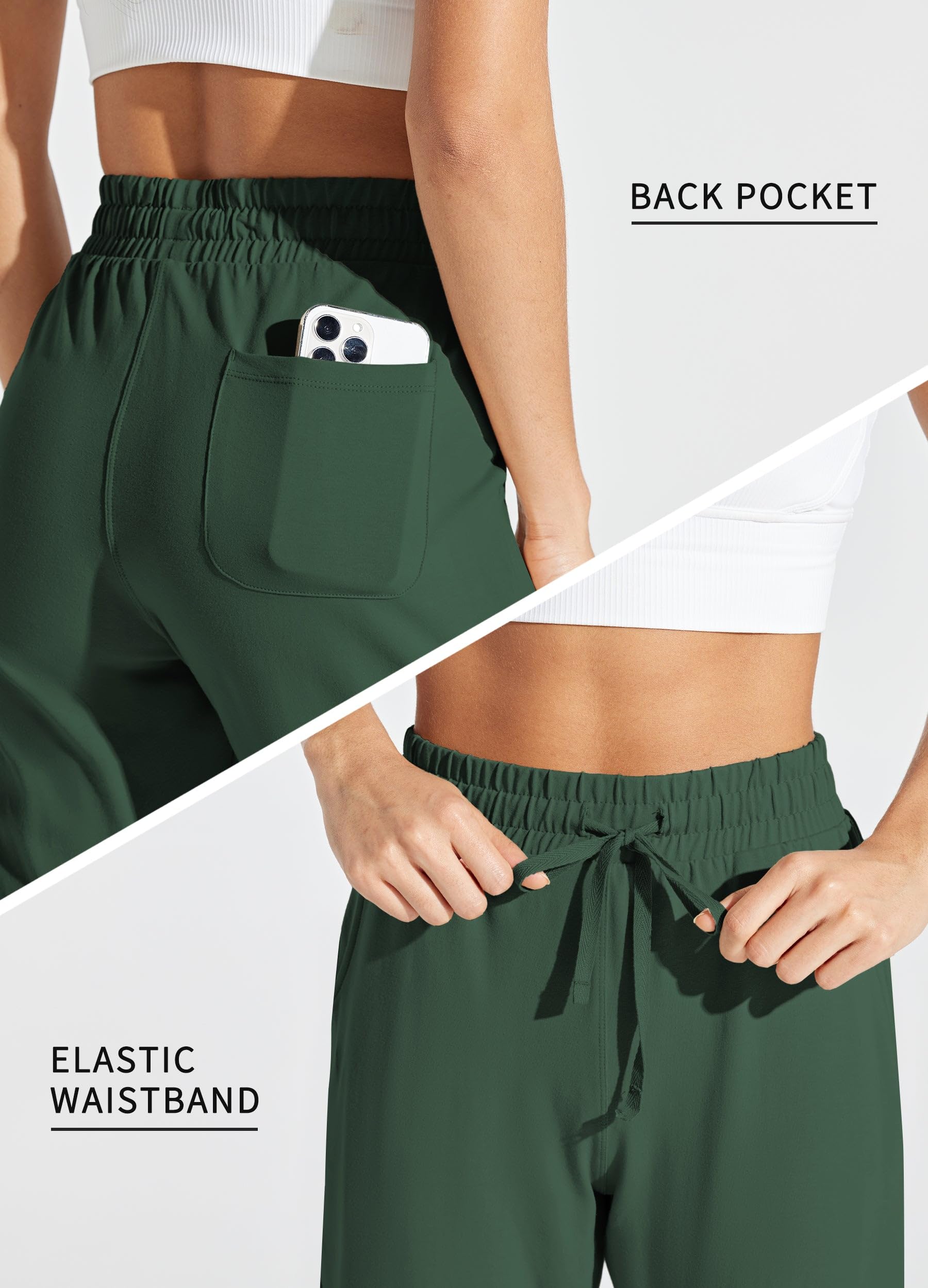 Willit Pantalones capri de algodón para mujer, pantalones capri casuales de pierna ancha con bolsillos, 20 pulgadas