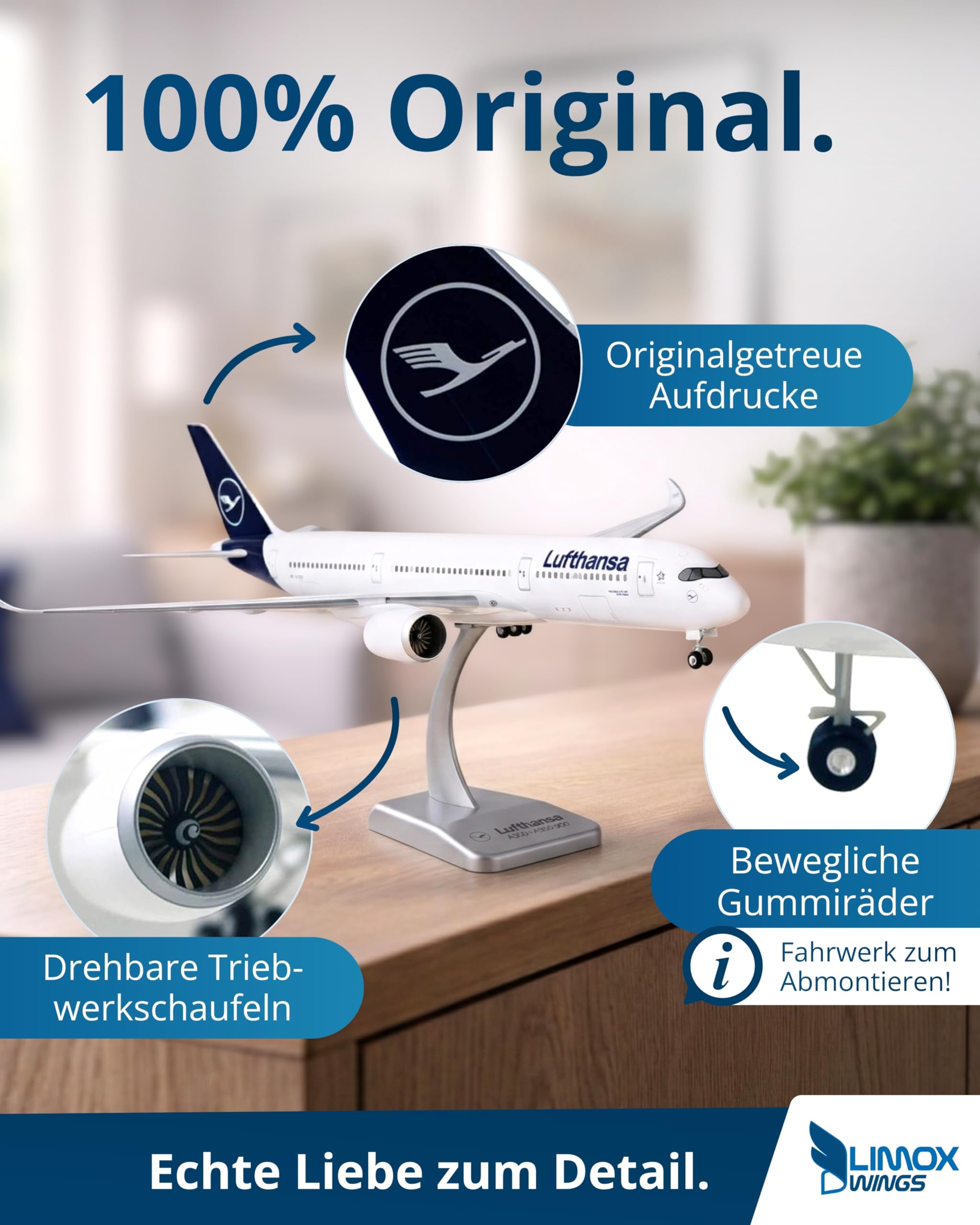 Limox Lufthansa Airbus A350-900 D-AIXI – Modellflugzeug 1:200 I Offiziell Lizenziertes Flugzeugmodell mit Standfuß für Sammler & Luftfahrtfans I Detailgetreue Flugzeug Deko für Vitrine, Büro & Regal
