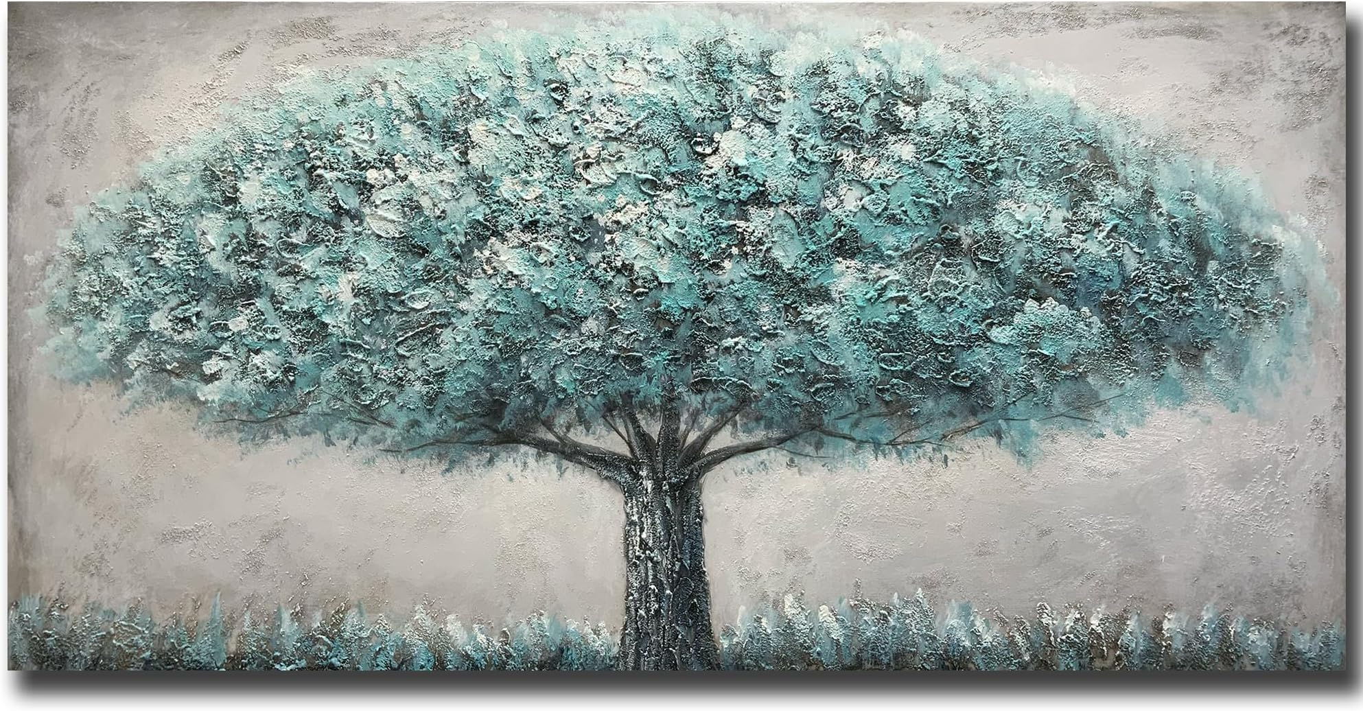 Yotree Tree Painting, 24x48 Inch Oil on Canvas Abstract Artwork, Framed, Hand-Painted, Modern, Unisex, Indoor, Living Room, Dining Room, Bedroom, Office