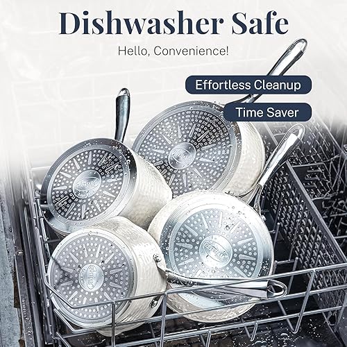 Miniatura 6 de Gotham Steel Hammered - Juego de ollas y sartenes antiadherentes de 15 piezas, juego de ollas y sartenes, juego de utensilios de cocina de cerámica