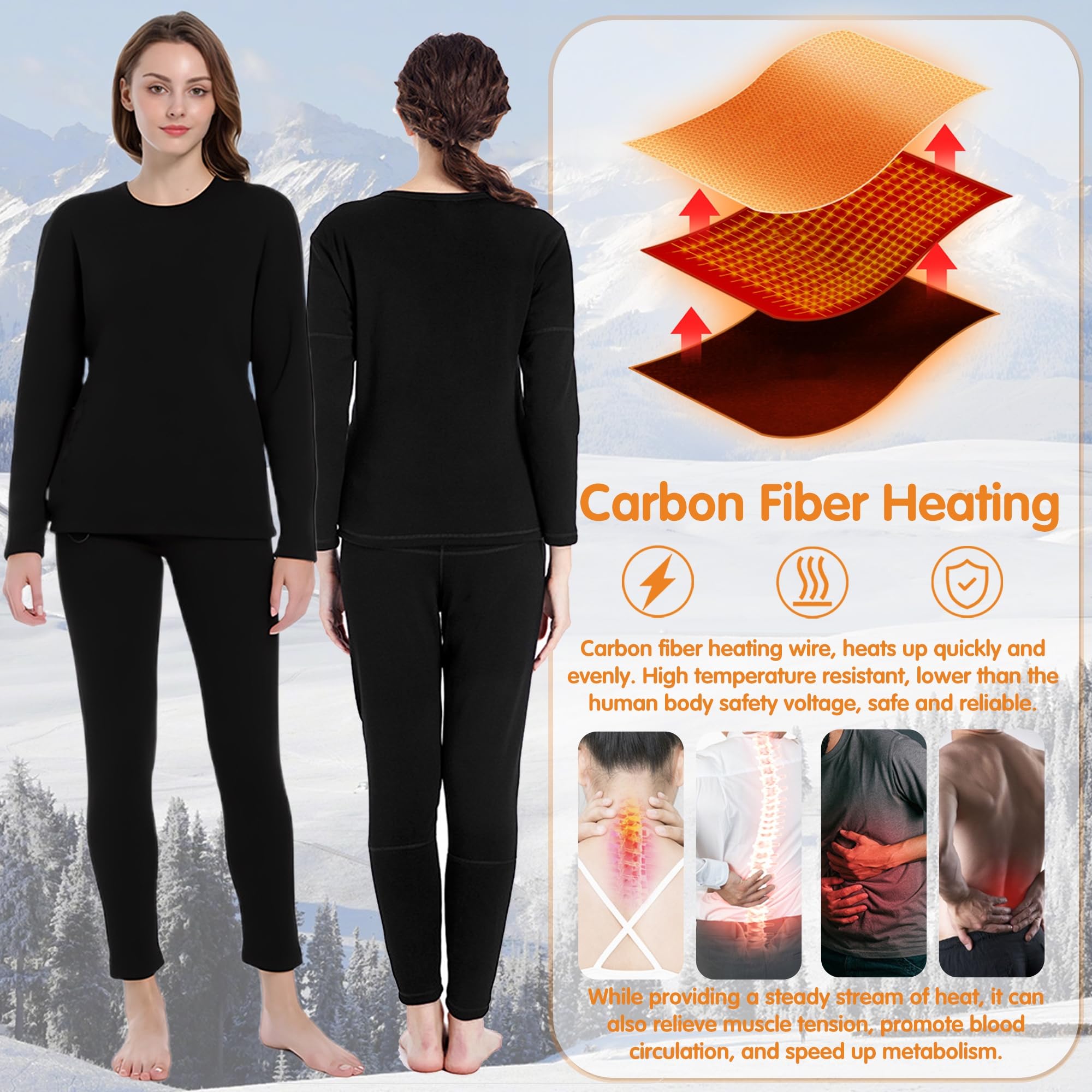 Pantalones térmicos eléctricos para Mujer, con 12 Zonas de Calentamiento y Forro Polar, para Caza y esquí.