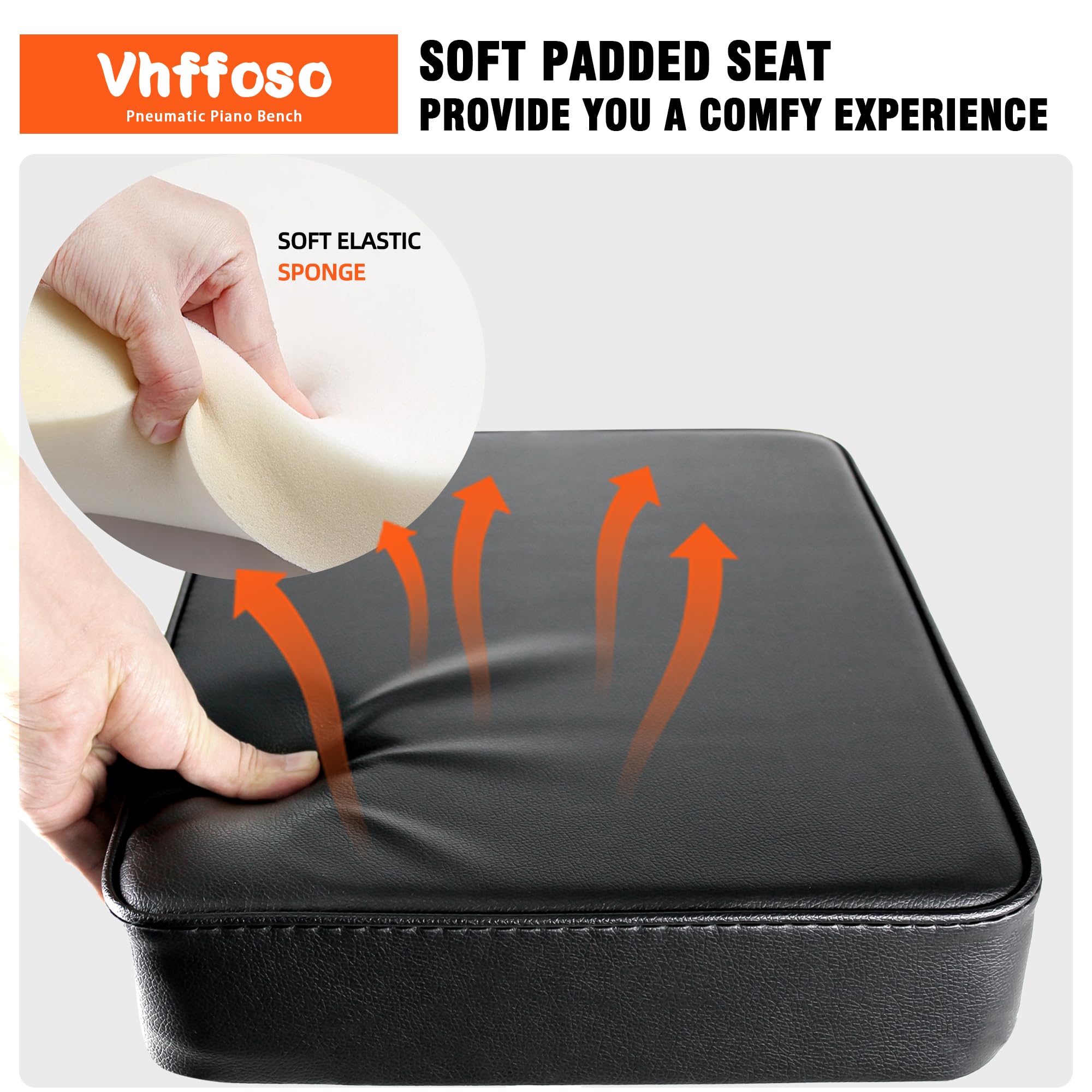 Vhffoso Verstellbare Gepolsterte Keyboardbank, Klavierhocker