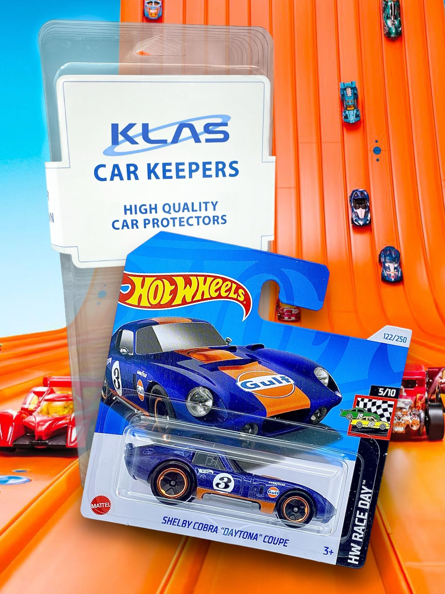 Hot Wheels Shelby Cobra Daytona Coupe (Dark Blue & Papaya (Gulf)) 5/10 HW Race Day, 2024-122/250 (Short Card) - Image 2