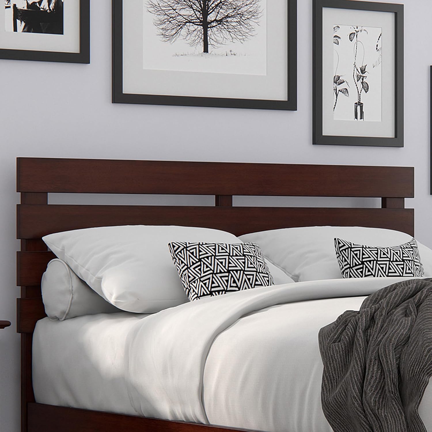 AFI, Oxford Full Headboard with Attachable USB Charger, Walnut