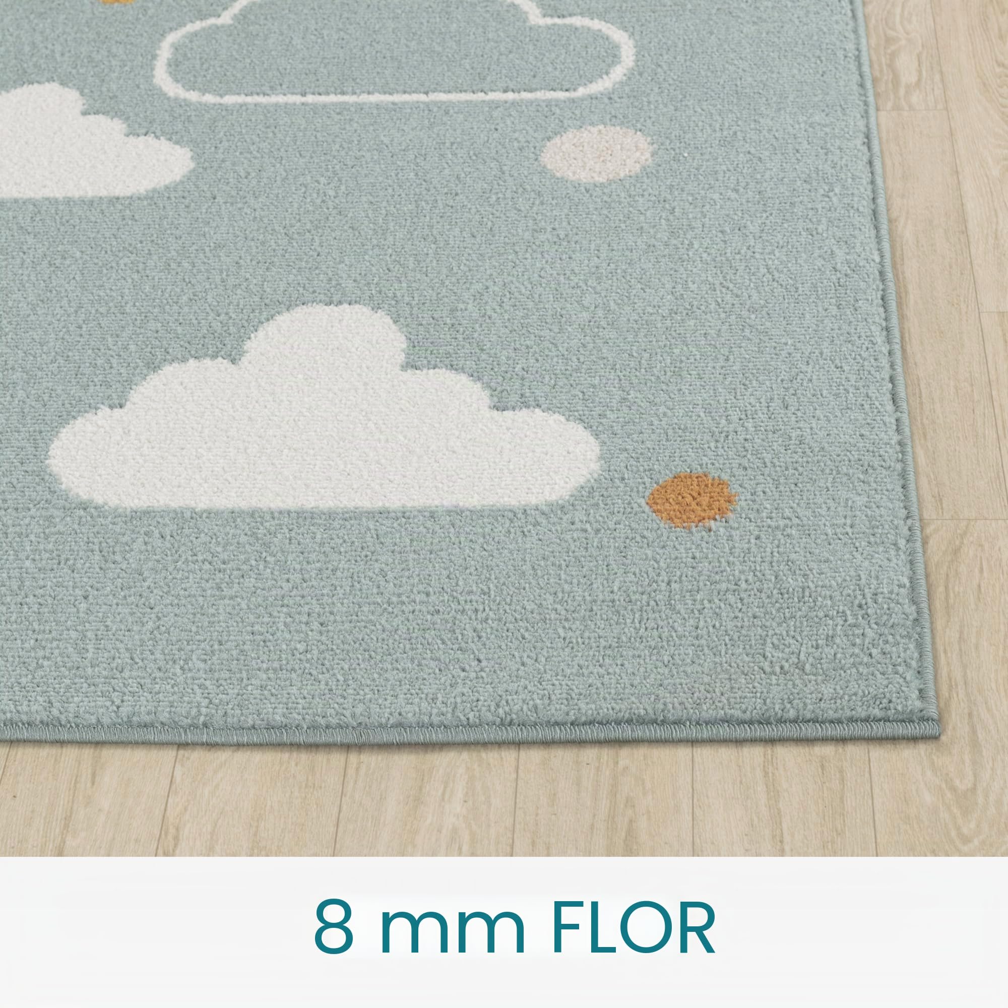 Livabliss Mongolfiera Tappeto Bambini Tappeto Bambino Cameretta, Asilo o Sala Giochi, Tappeti per l'area della stanza dei Bambini, Accessori per Camera da Letto dei Bebè, Verde Petrolio 160x213 cm