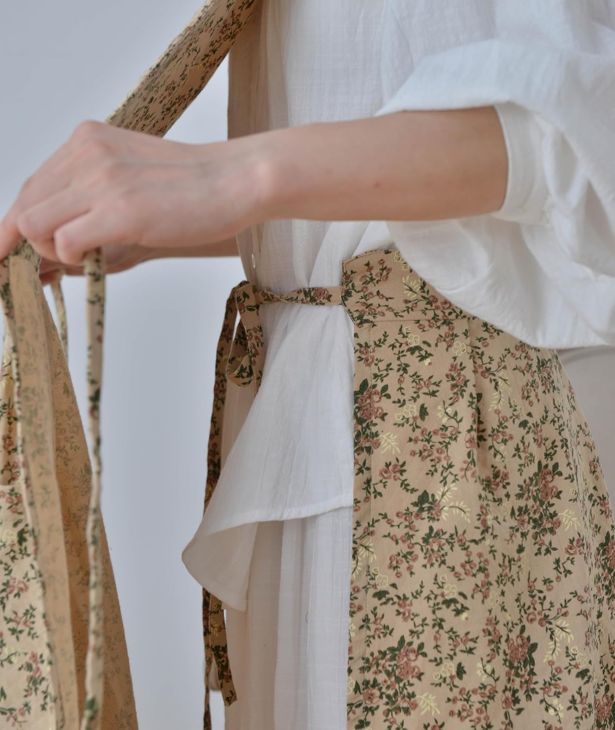 Japanese Cotton Linen Cross Back Work Apron for Women with Pockets Pinafore Dress Smock