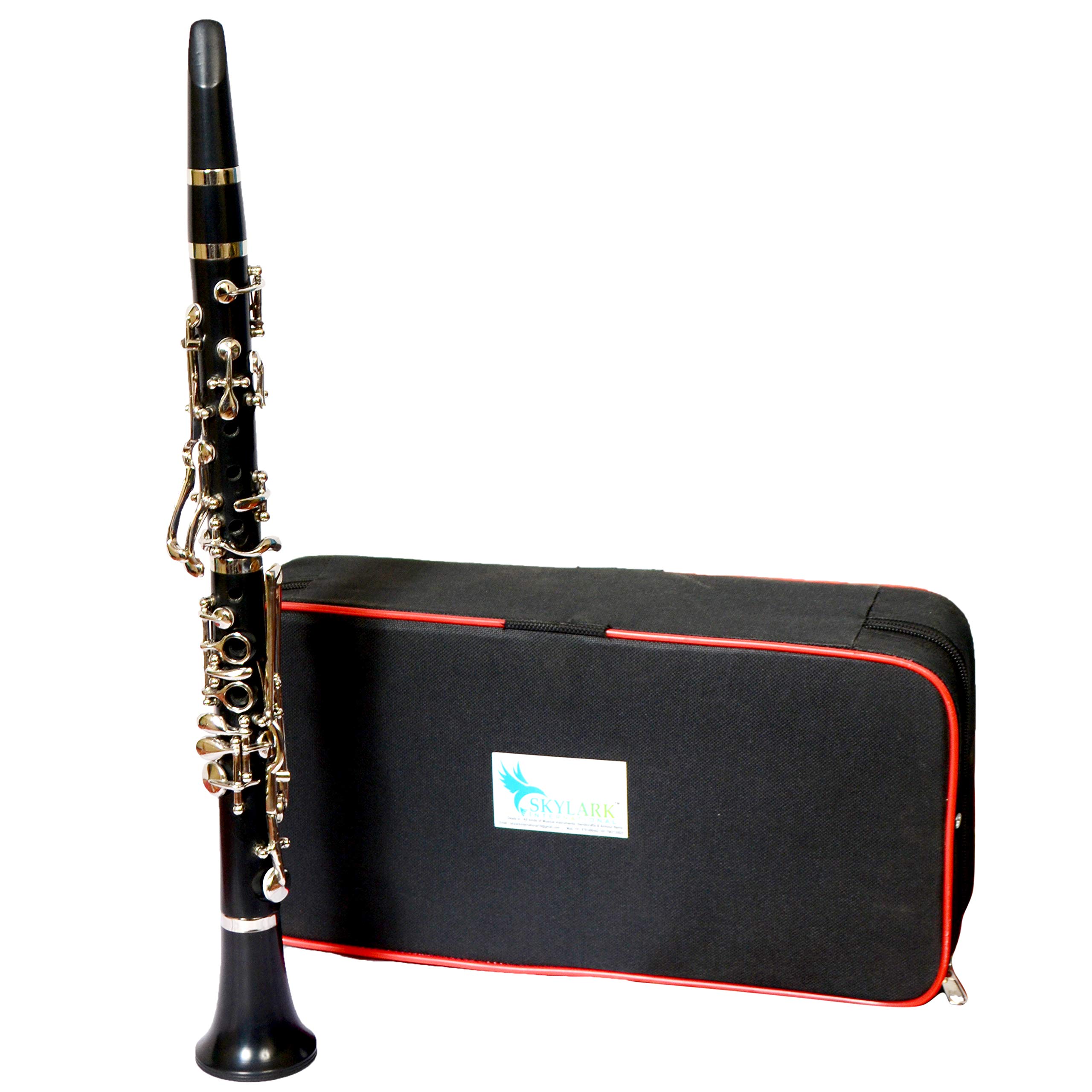 SKYLARK INTERNATIONAL� Ebonite Clarinet Black 13key B Flat WITH HARD CASE AND EXTRA REED-image-39