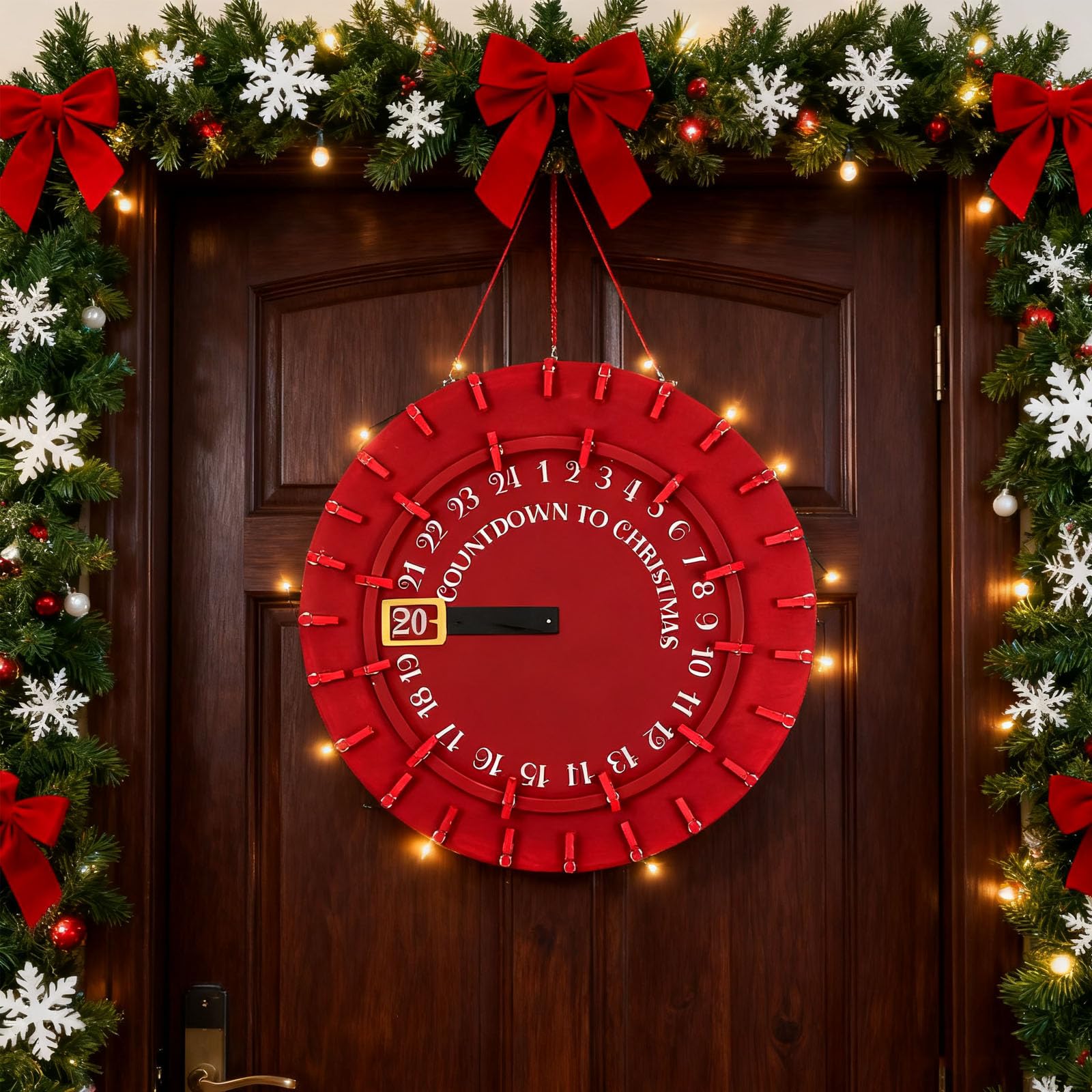 Ghirlande di biglietti di Natale, biglietti di decorazione di Natale, ghirlande, conto alla rovescia a tema Babbo Natale