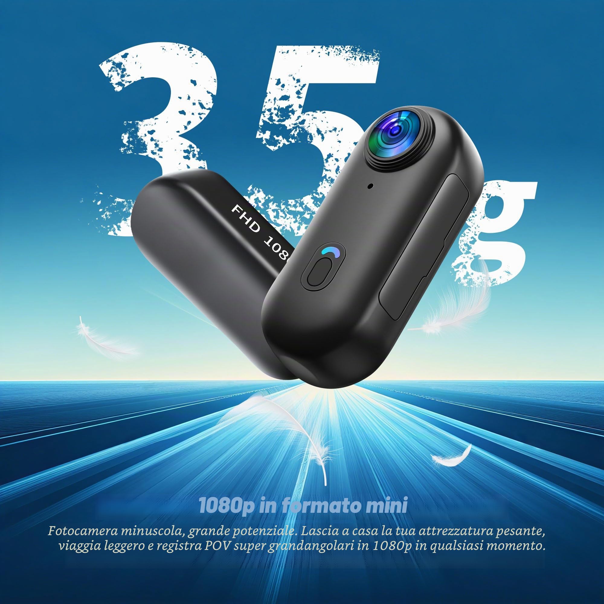 Action Cam Con 64G, 1080P Sport Camera, Bodycam Polizia Professionale, Fotocamera Sott'acqua 30M Videocamera, Mini Telecamera Dash Cam Videocamera, Fotocamera per Conferenze Viaggio