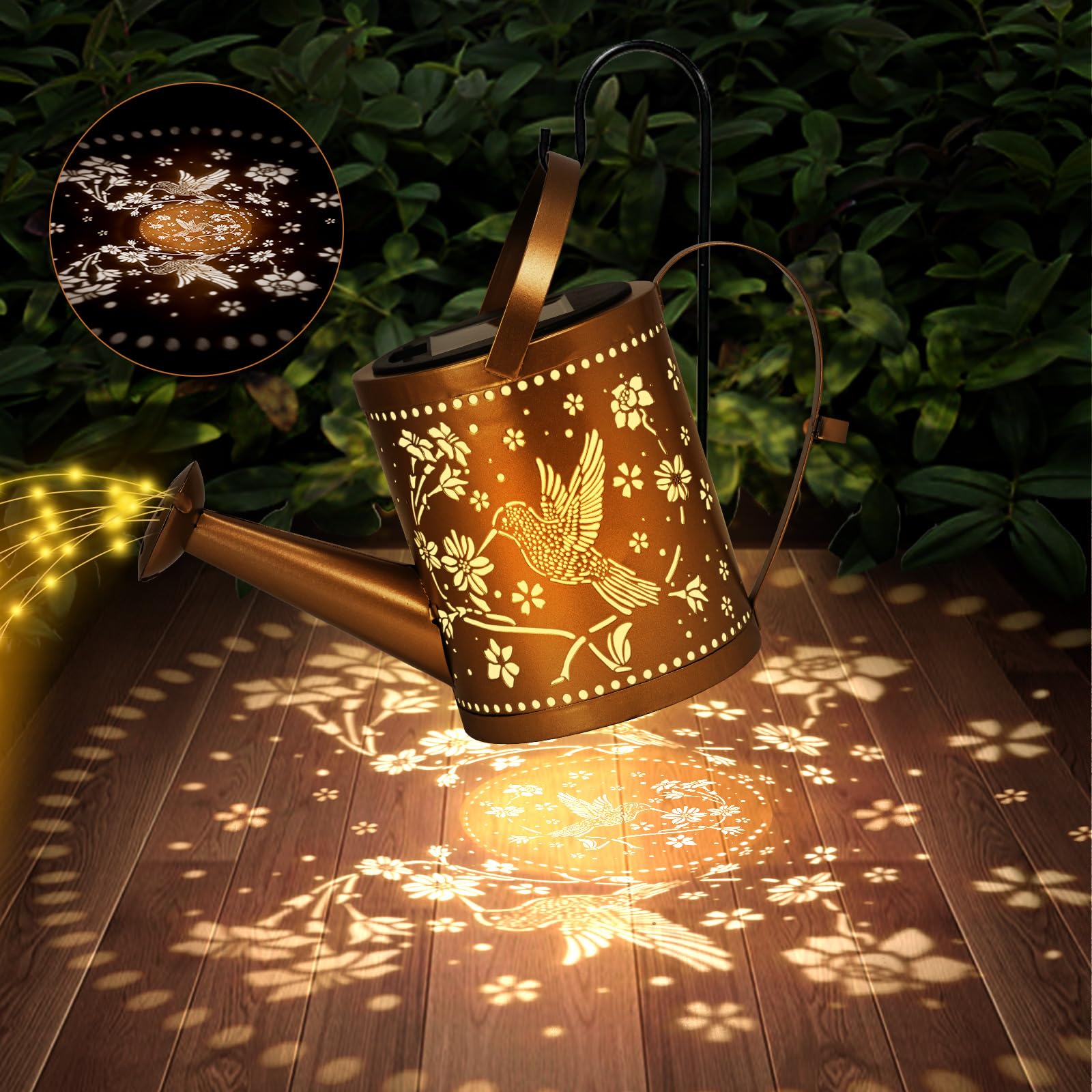 Solar Lantern Outdoor Waterproof Hummingbird Garden Decor Gifts for Women Mom and Grandma Solar LED Decorative Hanging Metal Light for Yard Backyard Farm - Image 2