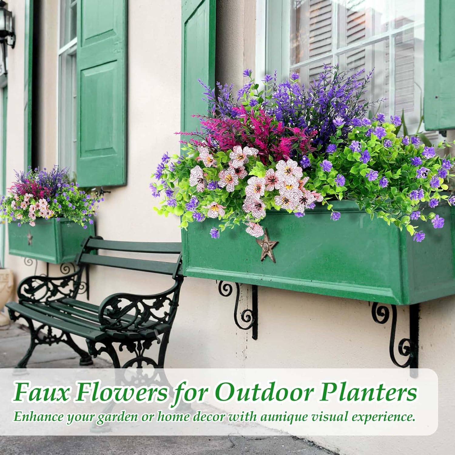 20 Bundles Realistic Artificial Flowers for Outdoors, UV Resistant No Fade Fake Flowers with Plastic Faux Shrubs Plants for Garden Patio Porch Window Box Home Wedding Farmhouse Outside Hanging Decor - Image 5