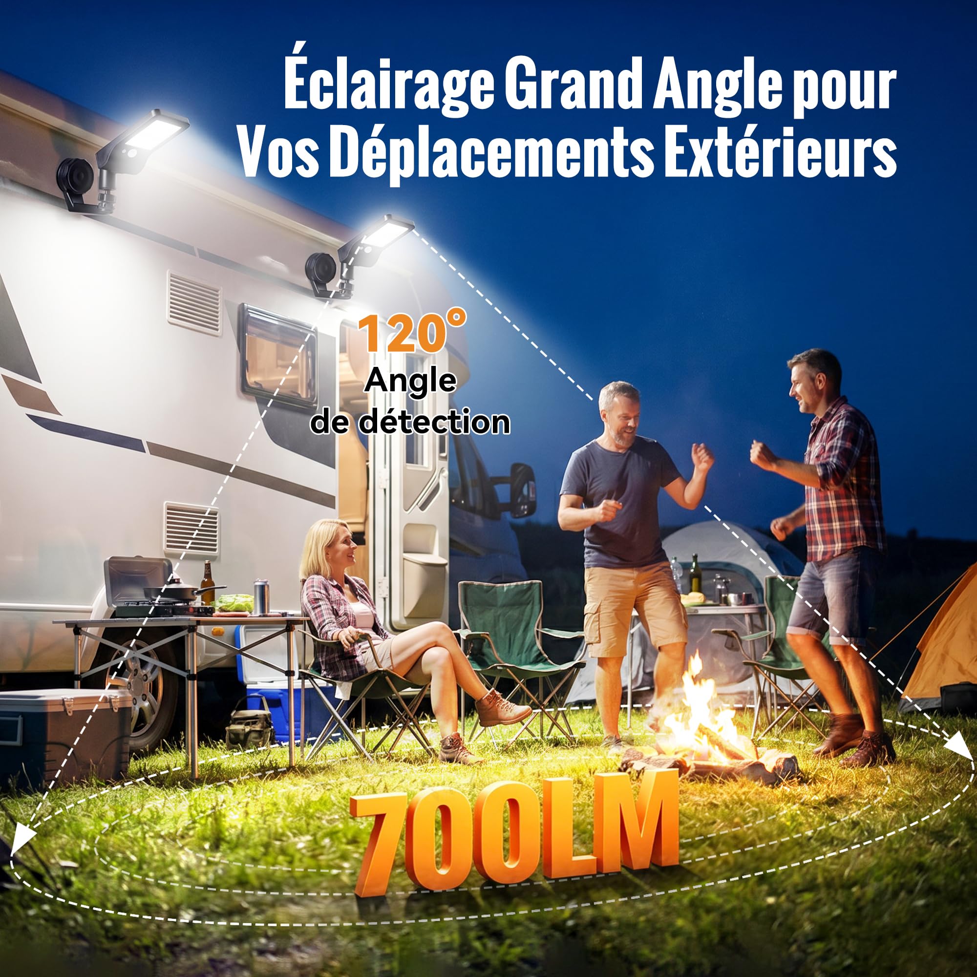 Lampe Solaire Extérieur Détecteur de Mouvement Aimantée sans Perçage 4PCS