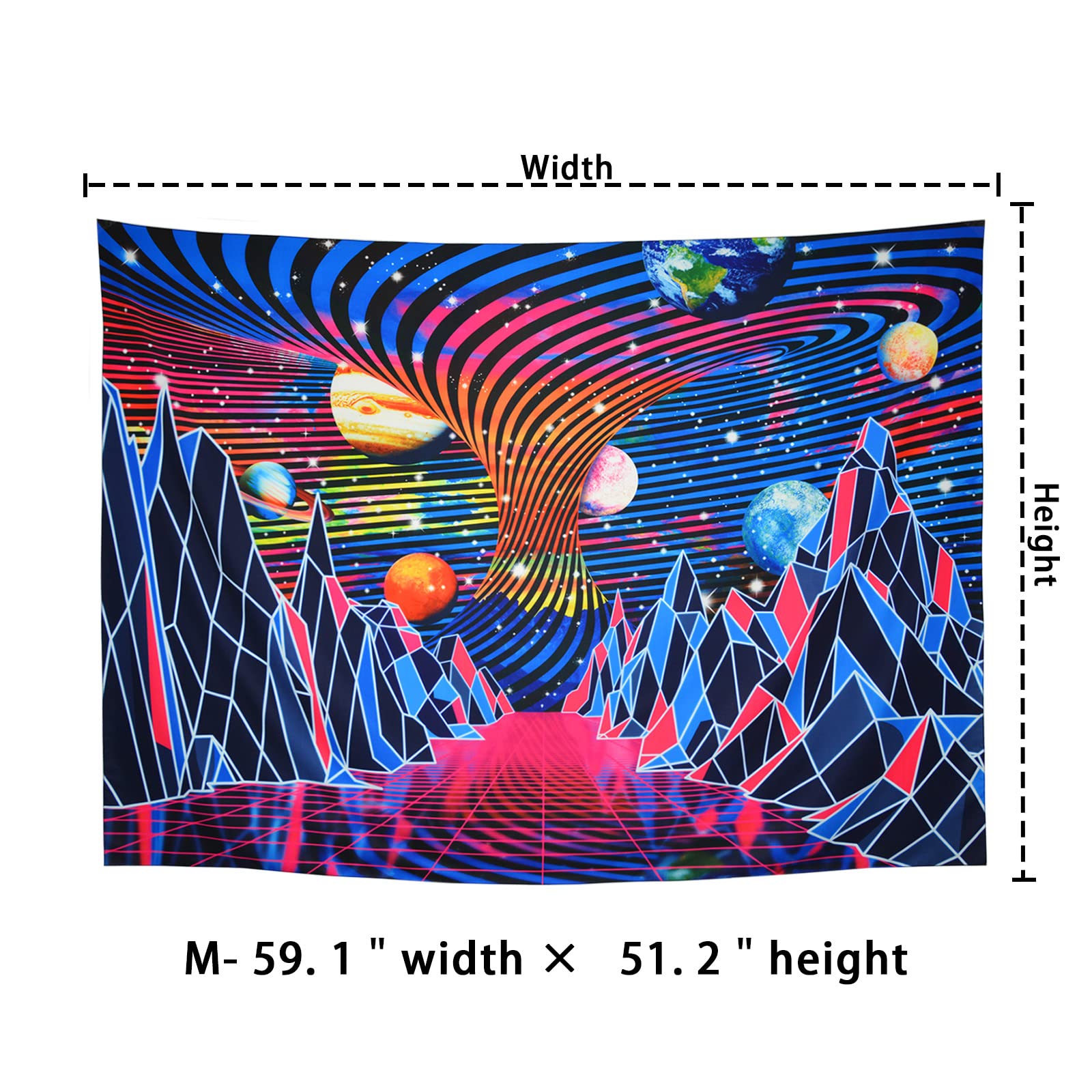 Arazzo Reattivo Ai Raggi UV AtawLege Con Mandala Lunare 130x150 Cm – Bohémien Per Camera Da Letto, Luce Nera