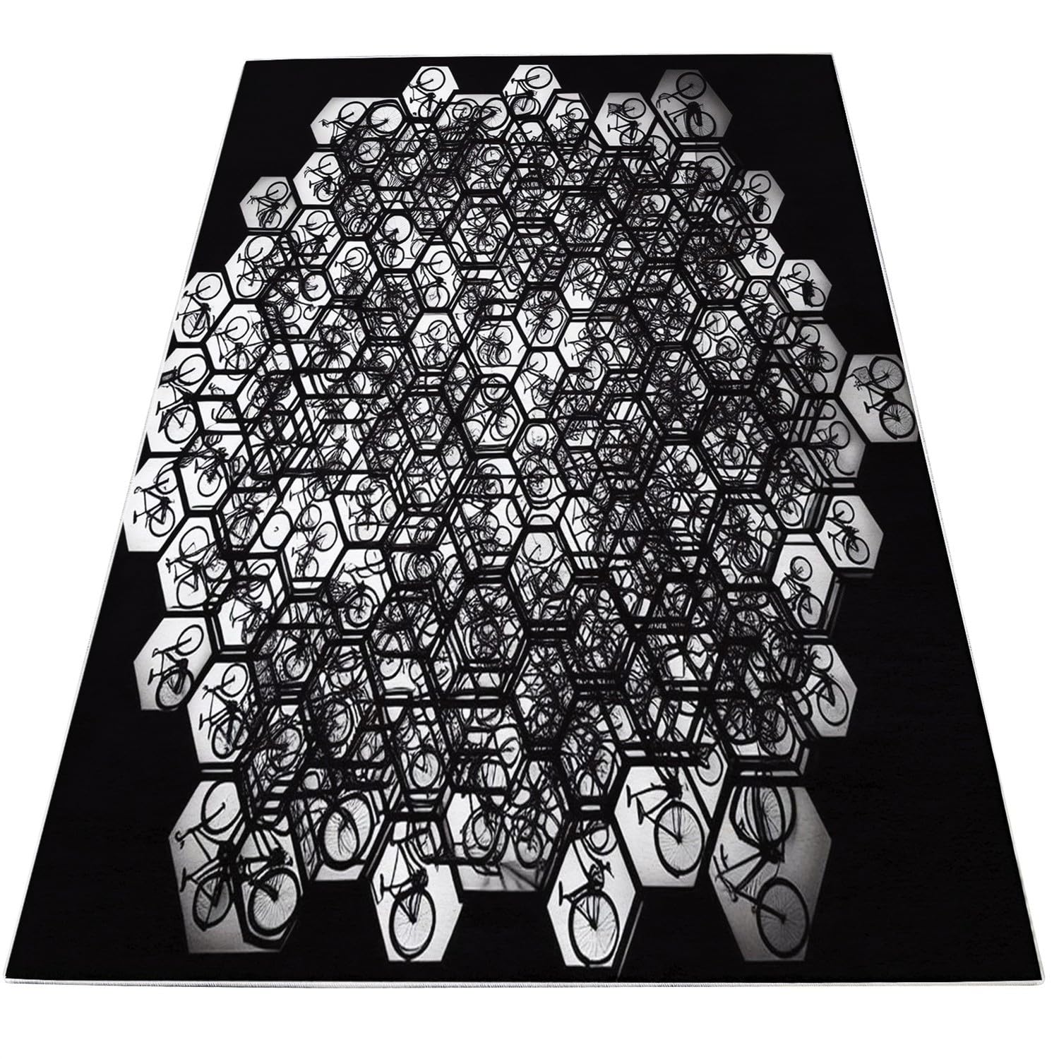 Tappeto antiscivolo 160 x 230 cm nero per soggiorno, tappeto lavabile in lavatrice per camera da letto - Corridori con modello bicicletta per cucina, sala da pranzo e corridoio