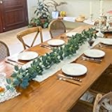 6FT Artificial Rose Leaves Garland 66Pcs Fake Leaves Set Greenery Decoration Vine for Wedding Centerpieces, Table Runner, Backdrop, Arch Wall Decor,Indoor/Outdoor (6 Leaves Grey Green)