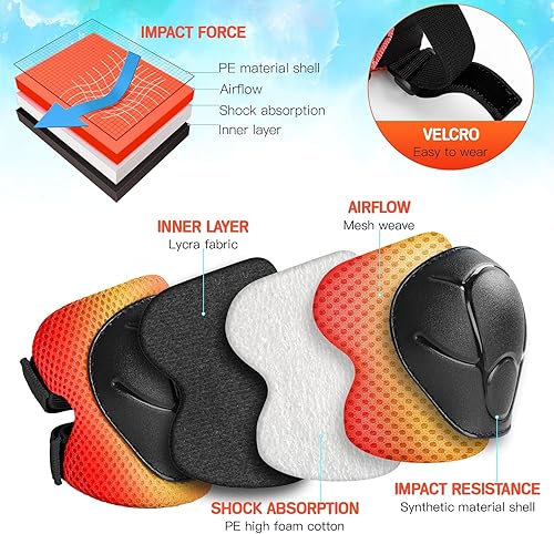 Miniatura 54 de Juego de rodilleras de protección para niños de 3 a 14 años, rodilleras y coderas con muñequeras 3 en 1 para patinaje, ciclismo, bicicleta, patinaje
