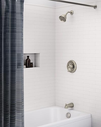 Miniatura 2 de Moen 82910SRN Banbury Posi-Temp - Moldura para bañera y ducha equilibrada a presión, 6.00 x 8.00 x 4.00 pulgadas, níquel cepillado resistente a las