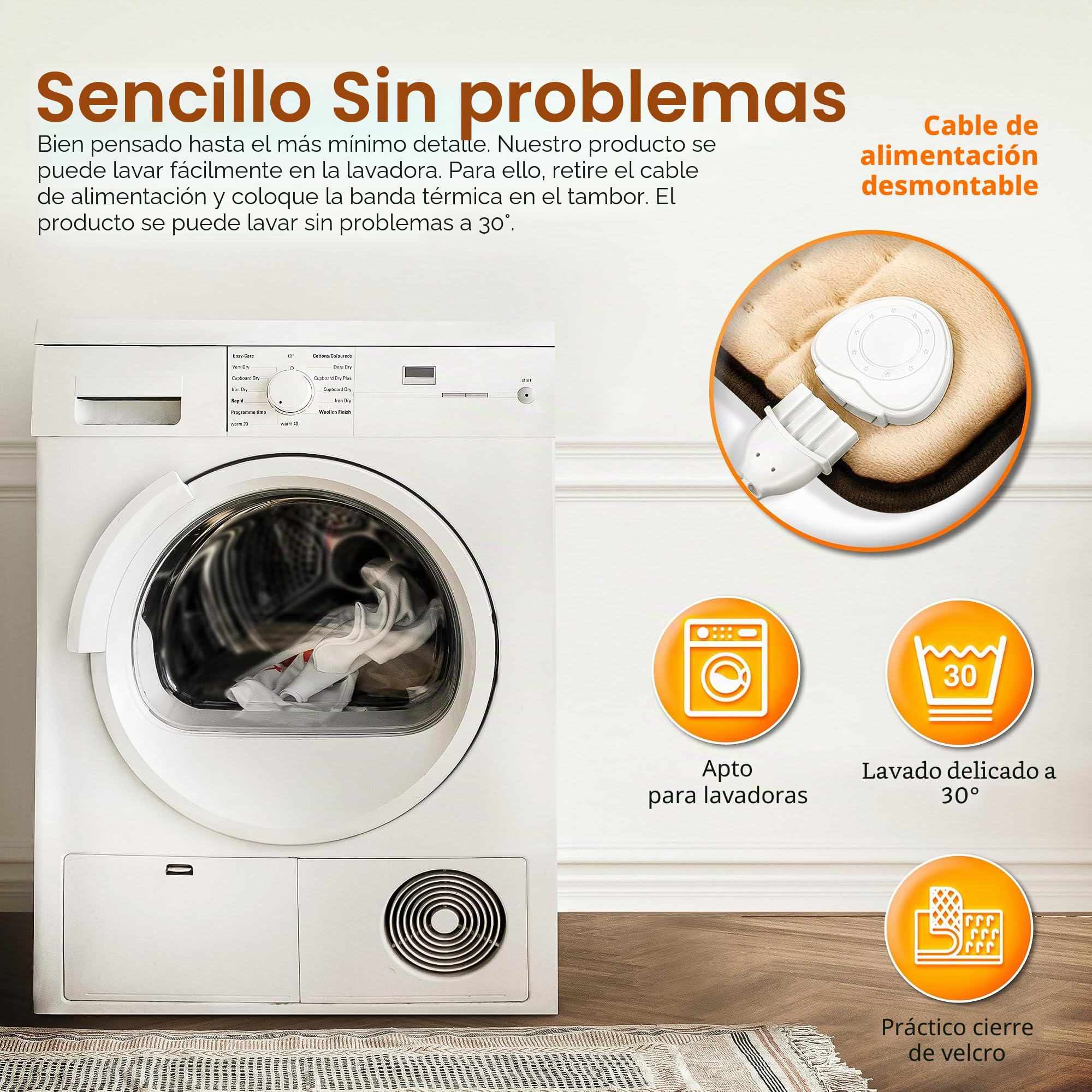 sinnlein Faja Lumbar para Espalda | Cinturón Térmico Abdominal, Cuello | Almohadilla Eléctrica con 3 Temperaturas y Apagado Automático | Alivio del Dolor | Correa Ajustable y Cierre de Velcro