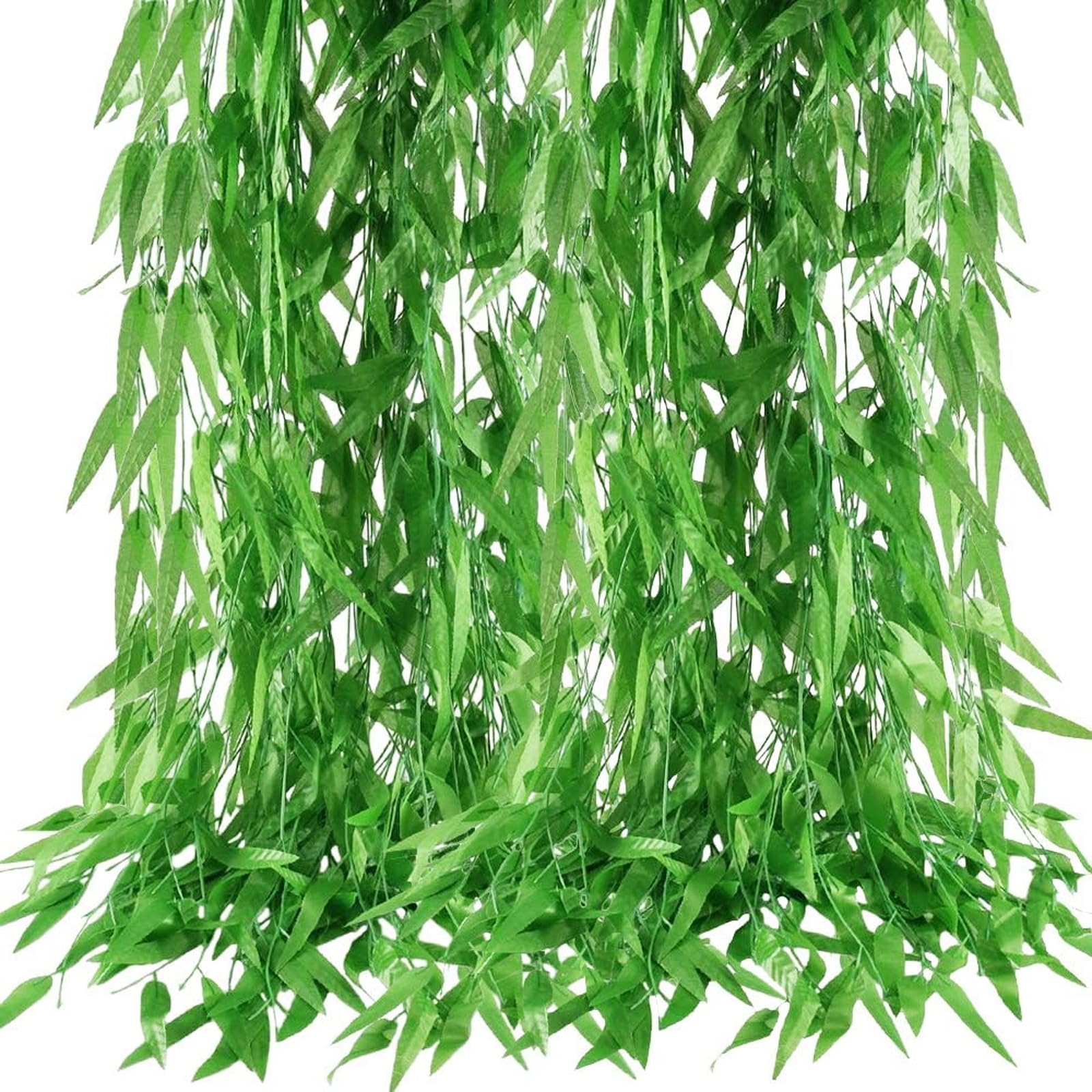 HOGADO 50pcs 300 ft Artificial Vine Greenery Garland for Room Decor Faux Willow Vines Wall Home Decor Aesthetic Silk Rattan Wicker Twig for Garden Wedding Windowsill Balcony Christmas Decorations