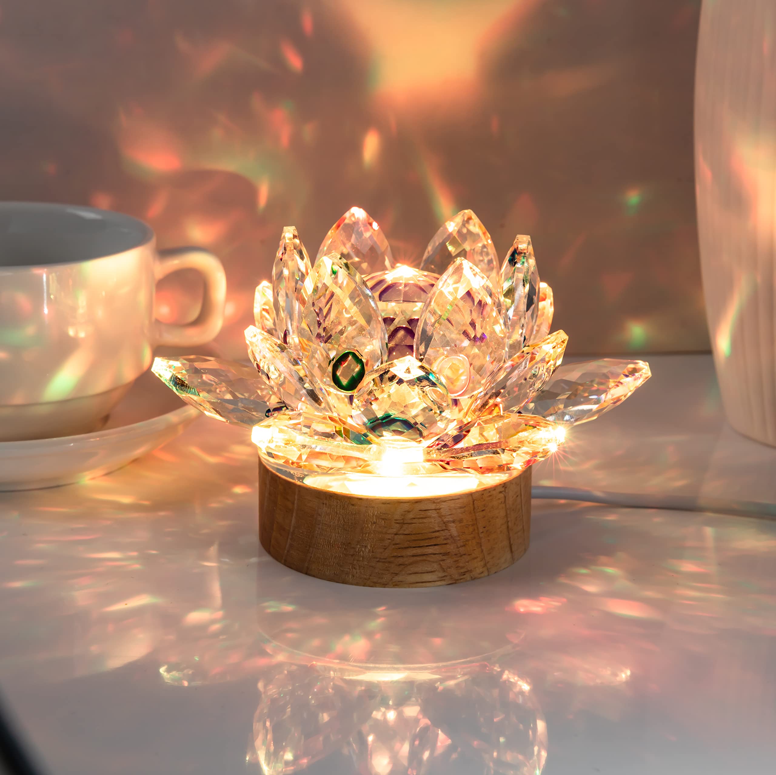 Amazon.co.jp: led クリスタル小さい蓮の花 ライト 蓮華灯 光る蓮の花