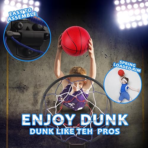 Miniatura 2 de Aro de baloncesto interior en movimiento para niños de 3 4 5 6 7 8 9 10 11 12 años de edad para niños con 3 bolas de juguete deportivo sin golpes al