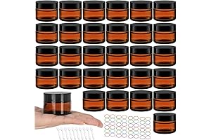 EkkoVla 1 oz Amber Glass Jars Perfect for Cosmetic and Travel