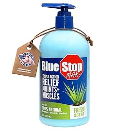 Blue Stop Max Massage Gel for Body Aches, 16 oz Pump Bottle; 3 in 1 Product Relieves Body Aches, Supports Joints and Nourishes The Skin