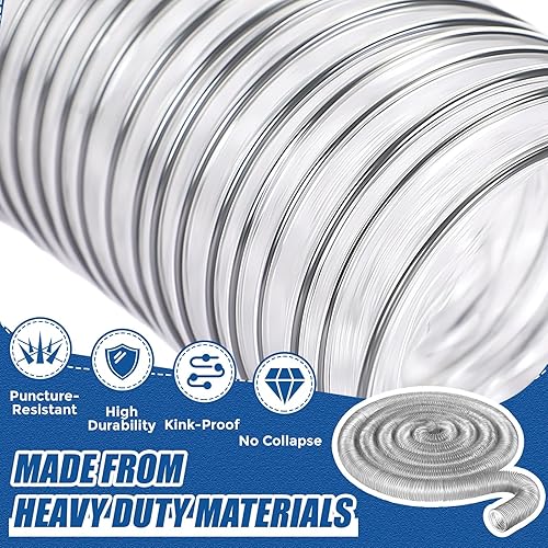 Miniatura 3 de Therwen Manguera flexible de recolección de polvo de PVC de 4 x 70 pies, residuos de polvo resistente, manguera de vacío transparente resistente a