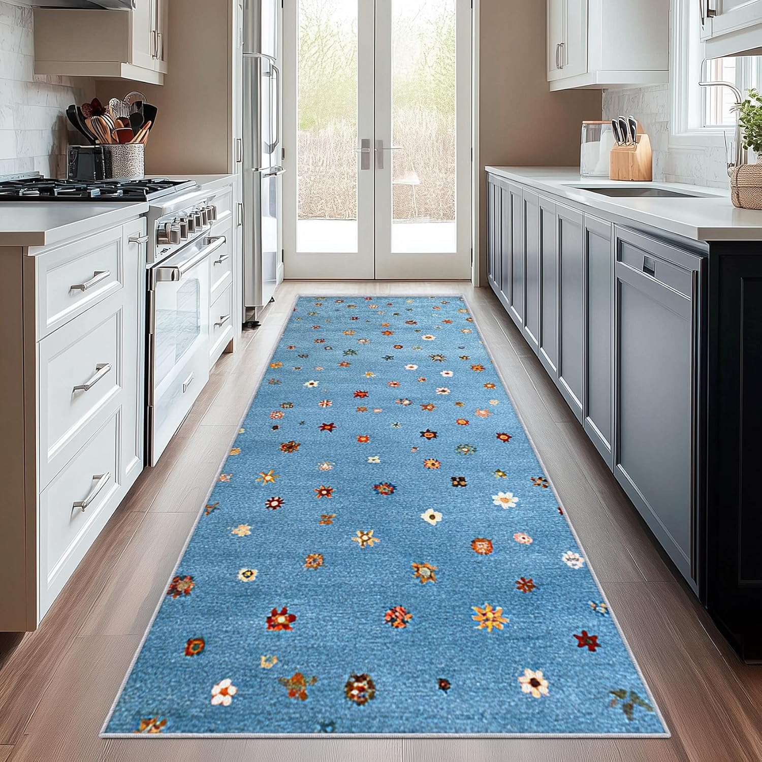 Tapis de couloir antidérapant avec envers en caoutchouc lavable