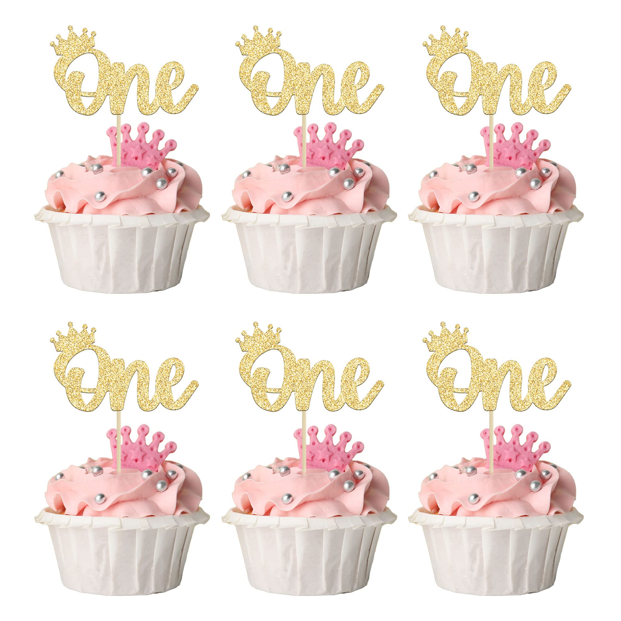 24 Stück Krone Cupcake-Topper Gold – Für Prinz 1. Geburtstag, Babyparty & Königliche Mottopartys