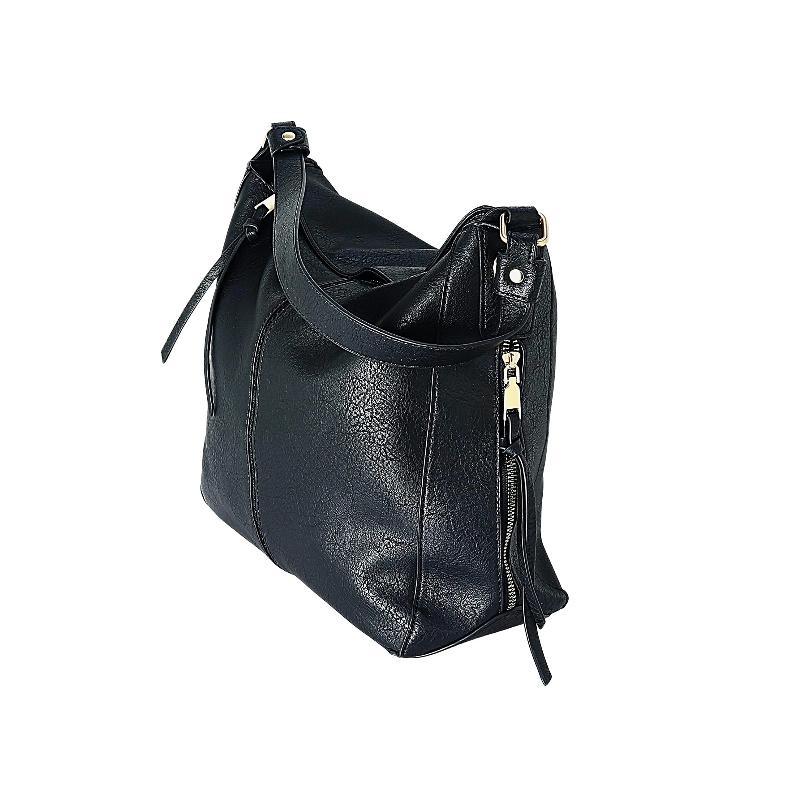 JUPA Place Large Vegan Leather Bag Women Purse Handbag - Crossbody Bag Women's Shoulder Bags - Multi-Pocket Handbag set- Black