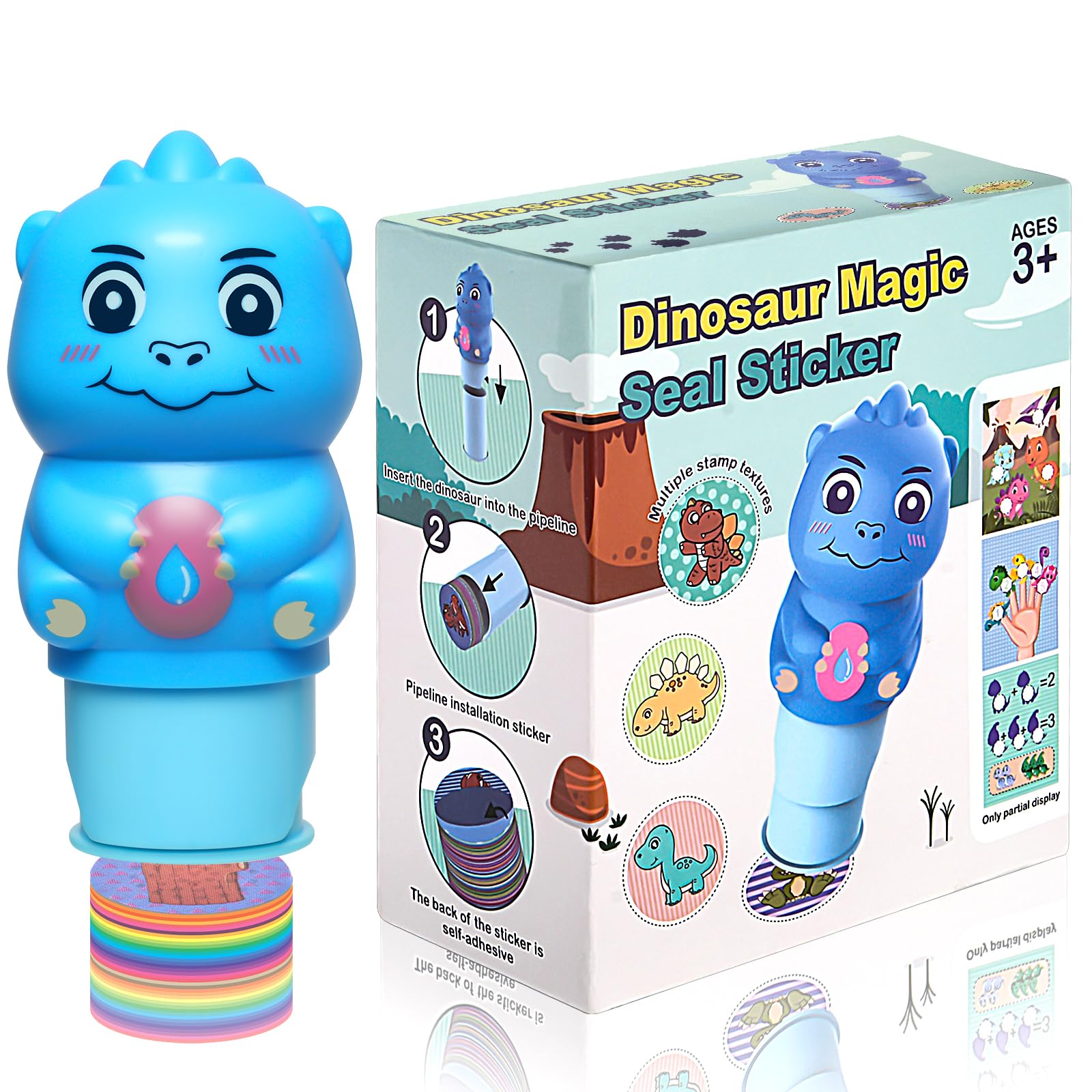 Fozcmisw Timbratore Di Adesivi | Blocco Attività 24 Pagine | 300 Adesivi| Giocattolo Da Viaggio Per Bambini A Partire Da 3 4 5 6 Anni | Giocattolo